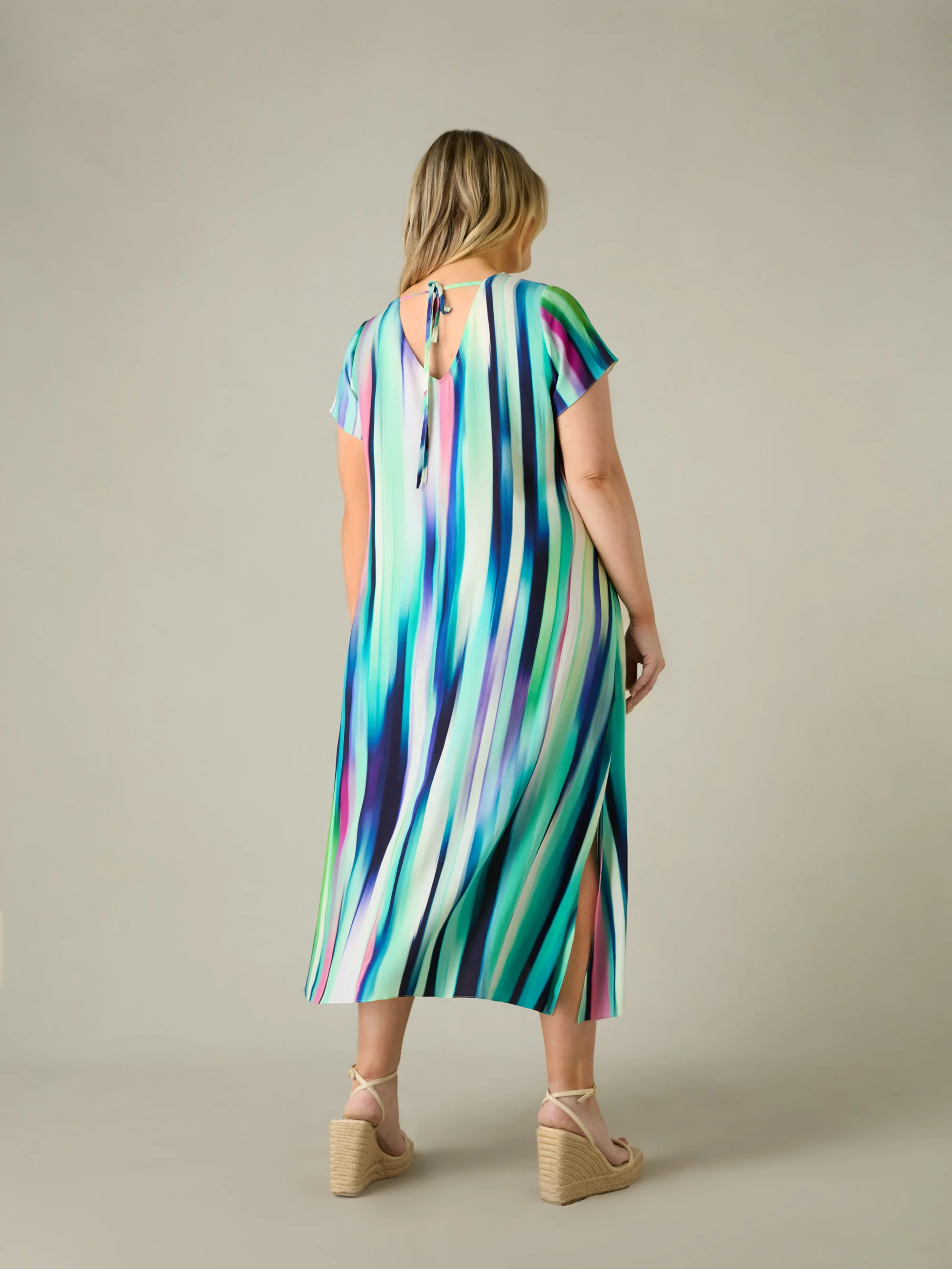 Abstract Print Hanky Hem Midi Dress - Image 5