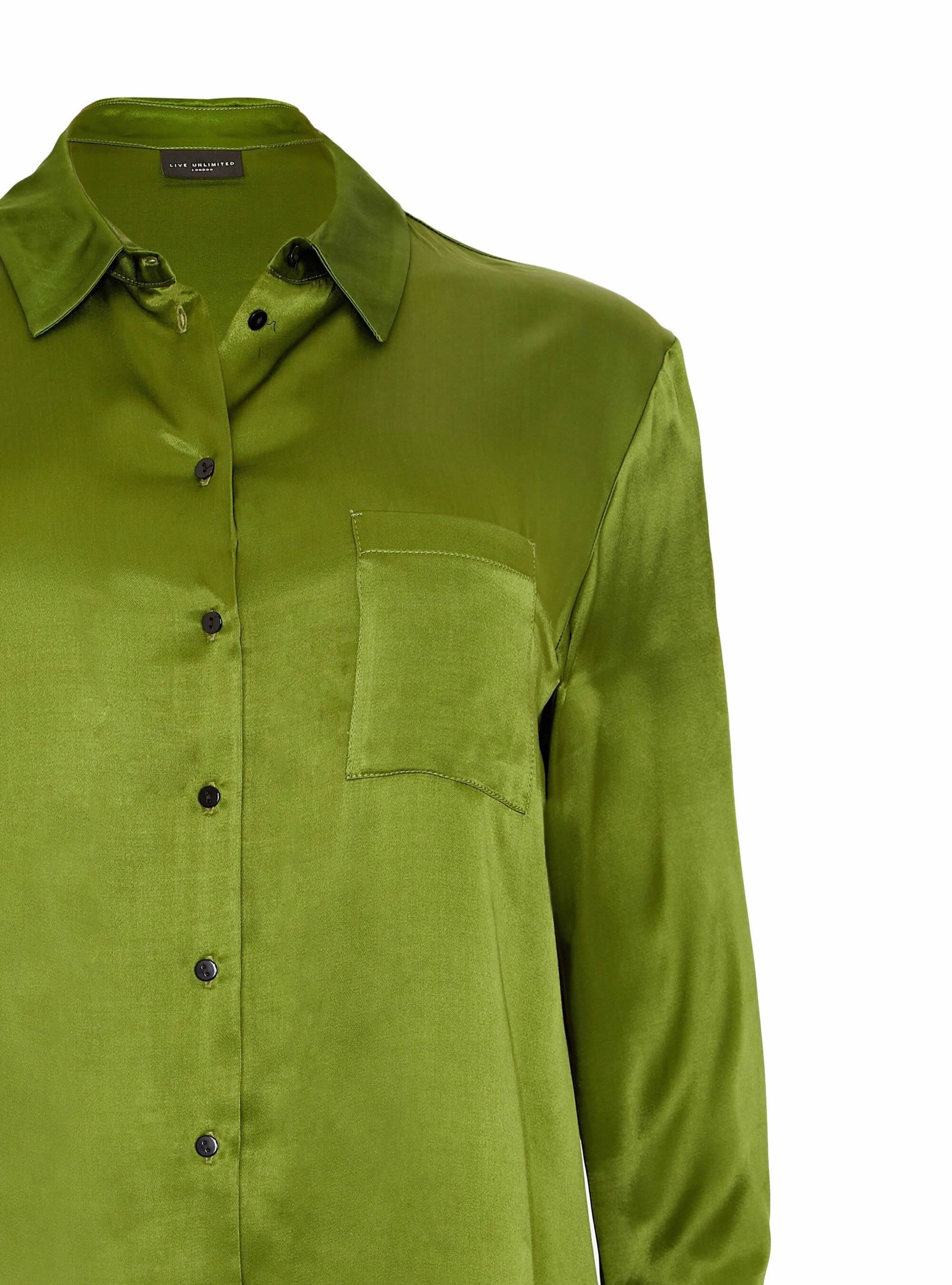 Alligator Green Viscose Satin Shirt - Image 4
