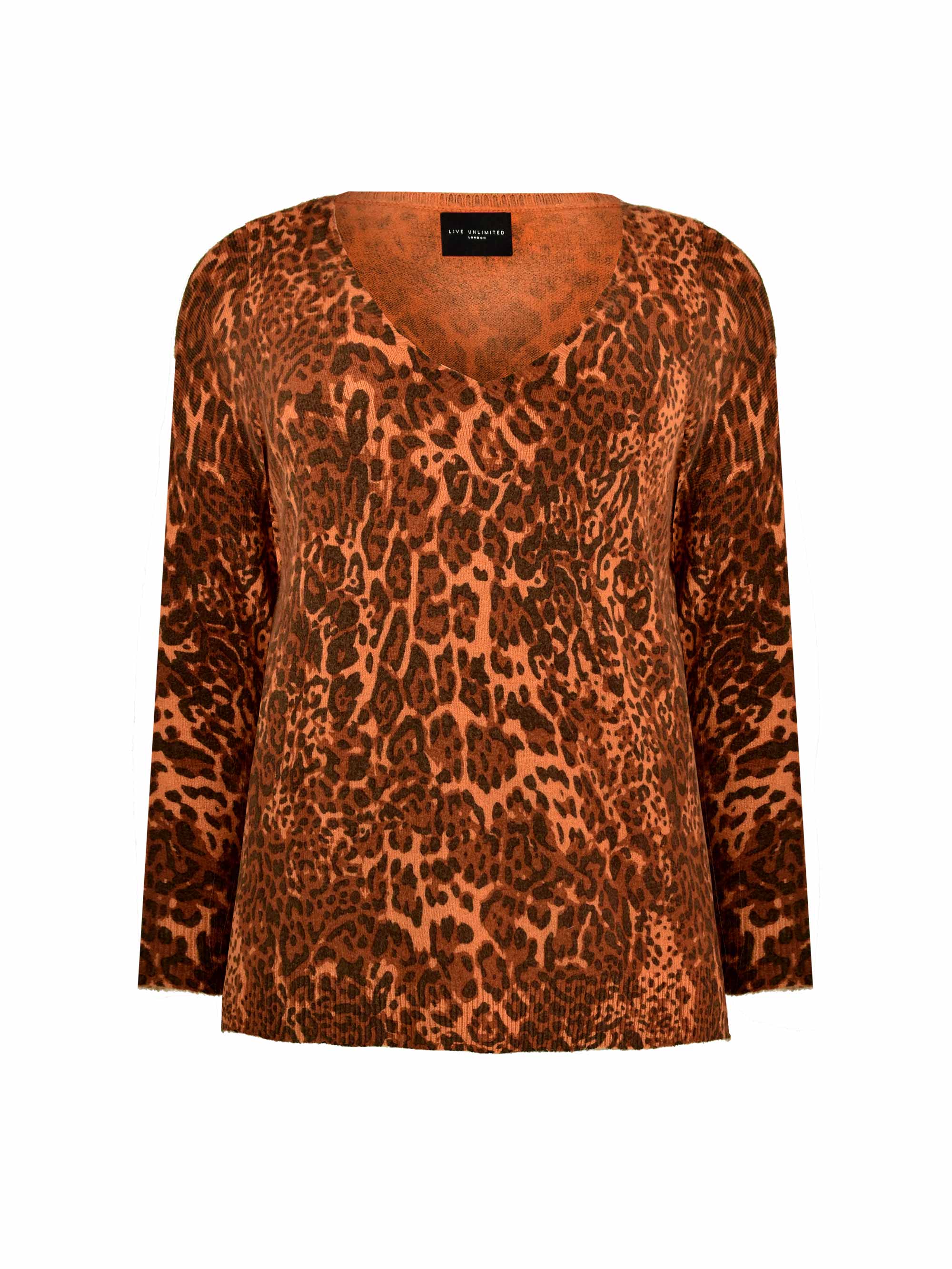 Animal Print Relaxed V-Neck Knitted Jumper - Image 5