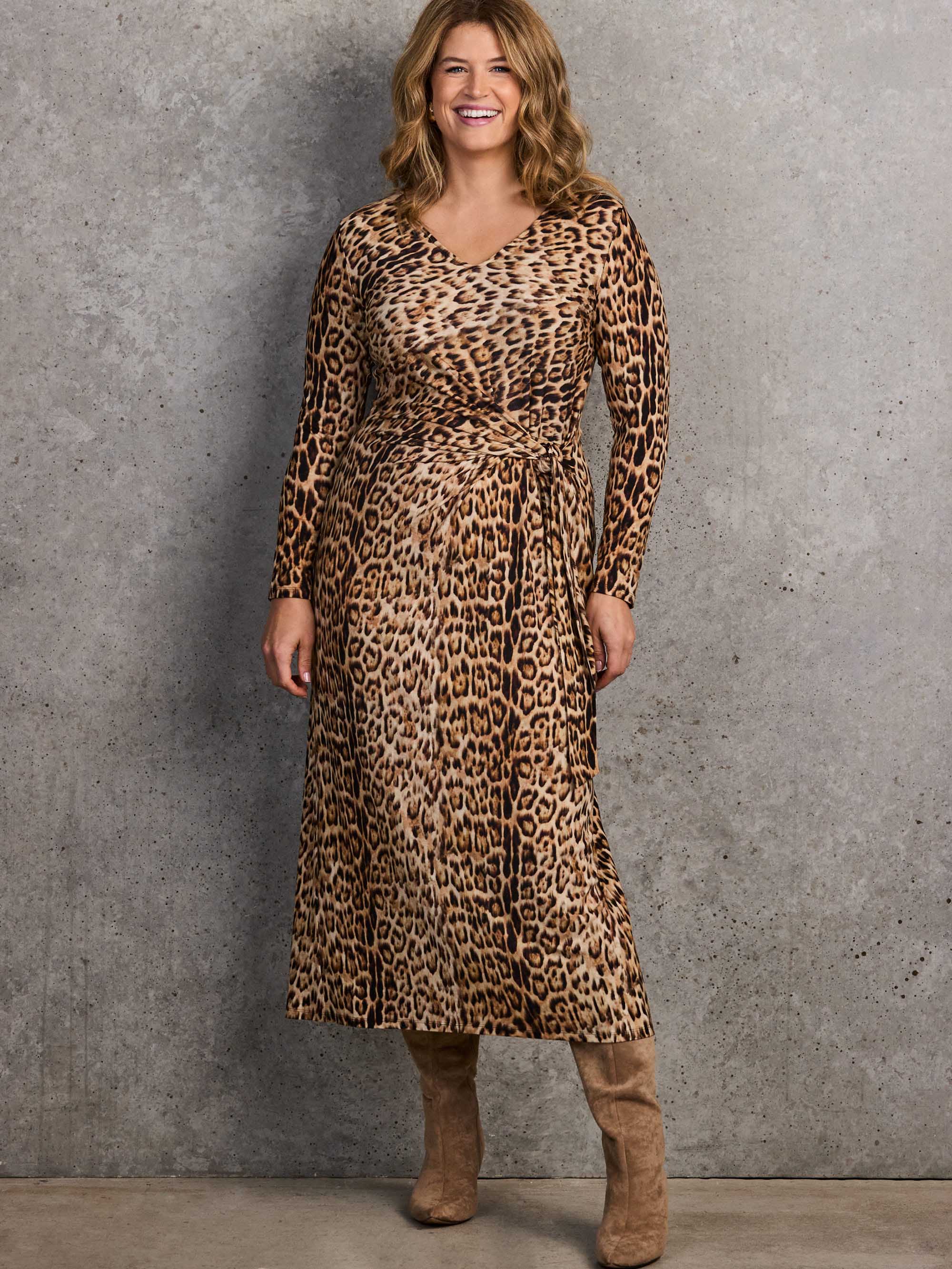 Animal Print Tie-Side Jersey Midaxi Dress - Image 3