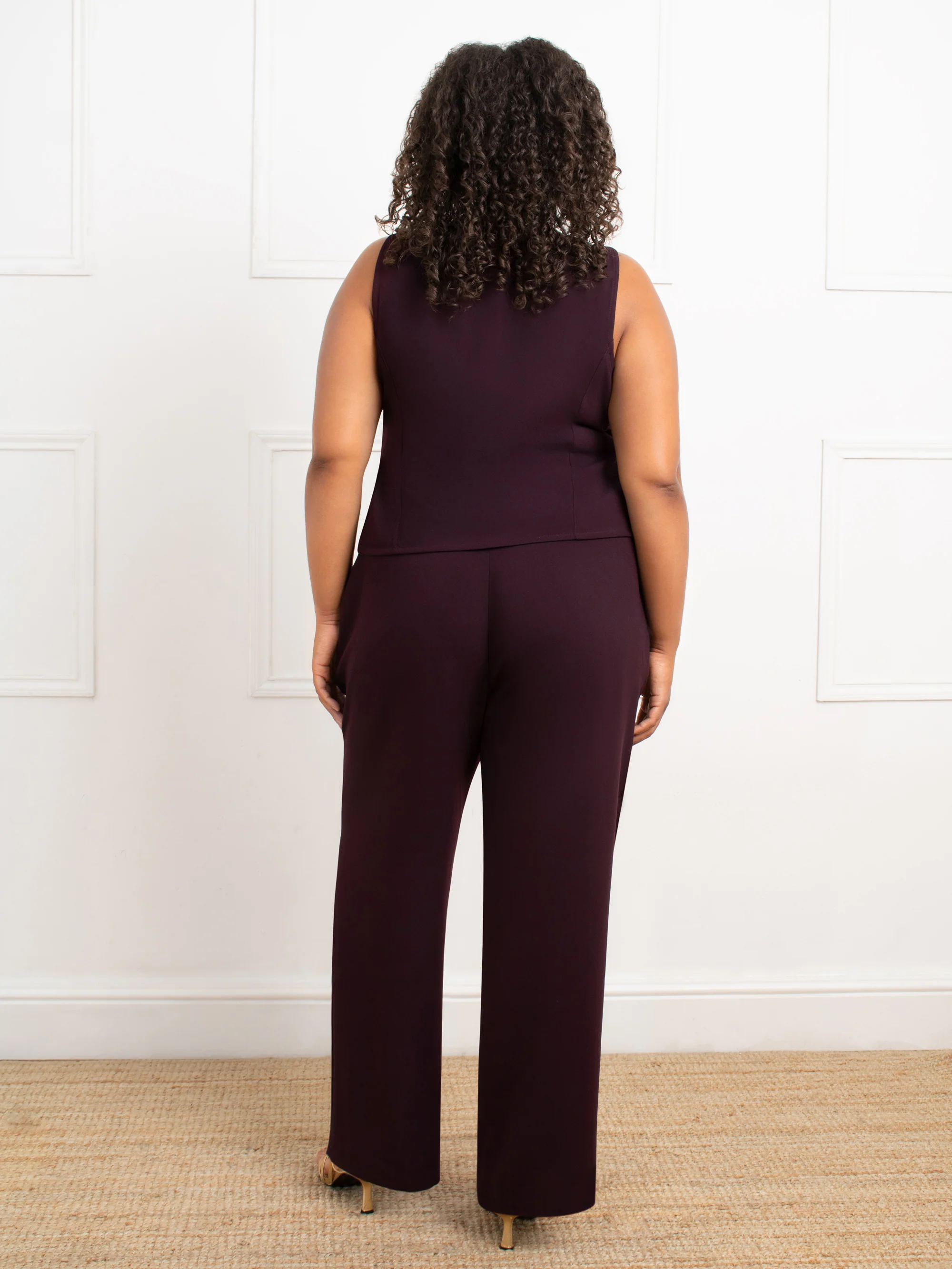 Aubergine Crepe Waistcoat - Image 2