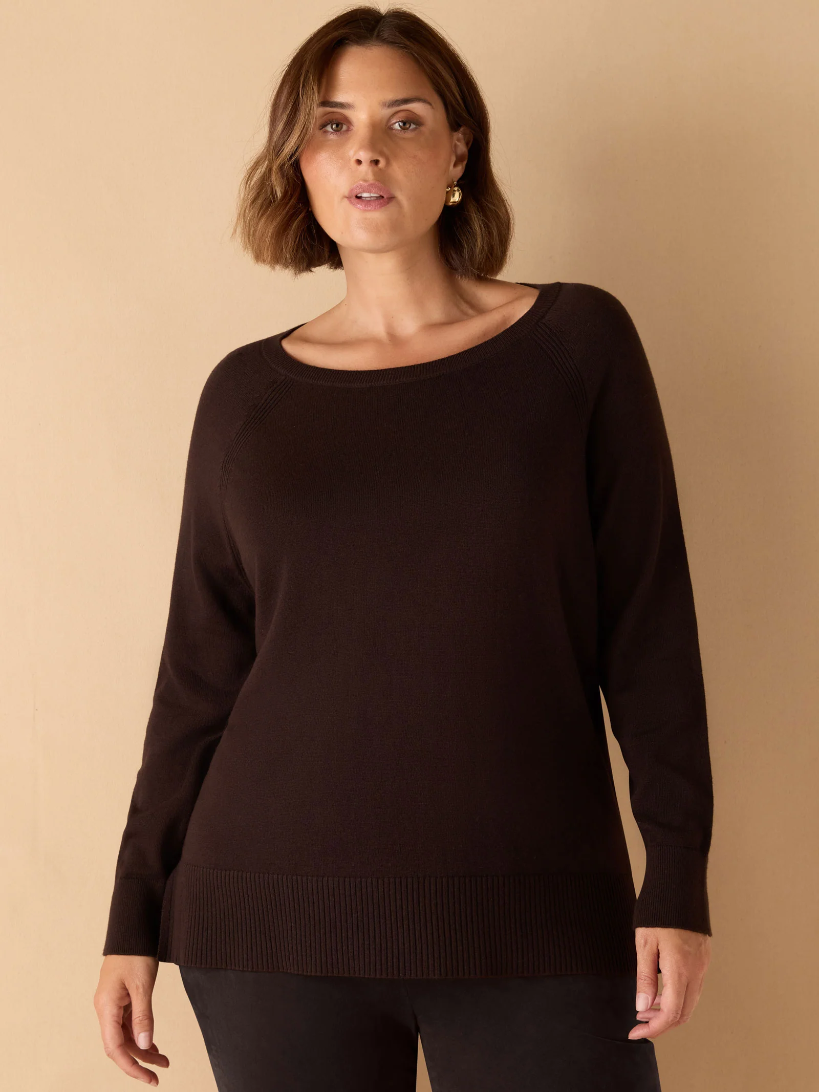 Chocolate Brown Round Neck Jumper - Image 3
