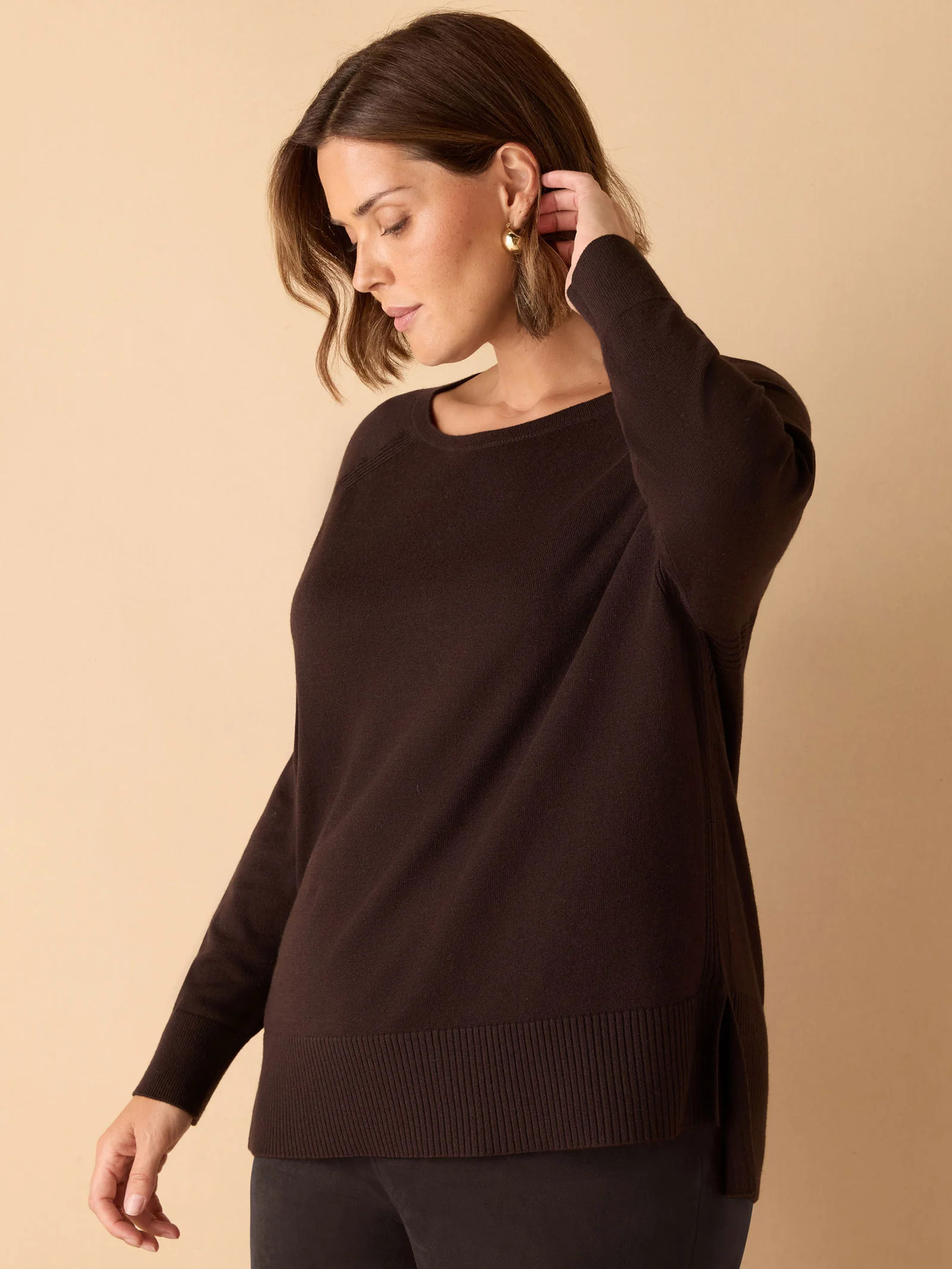 Chocolate Brown Round Neck Jumper - Image 4