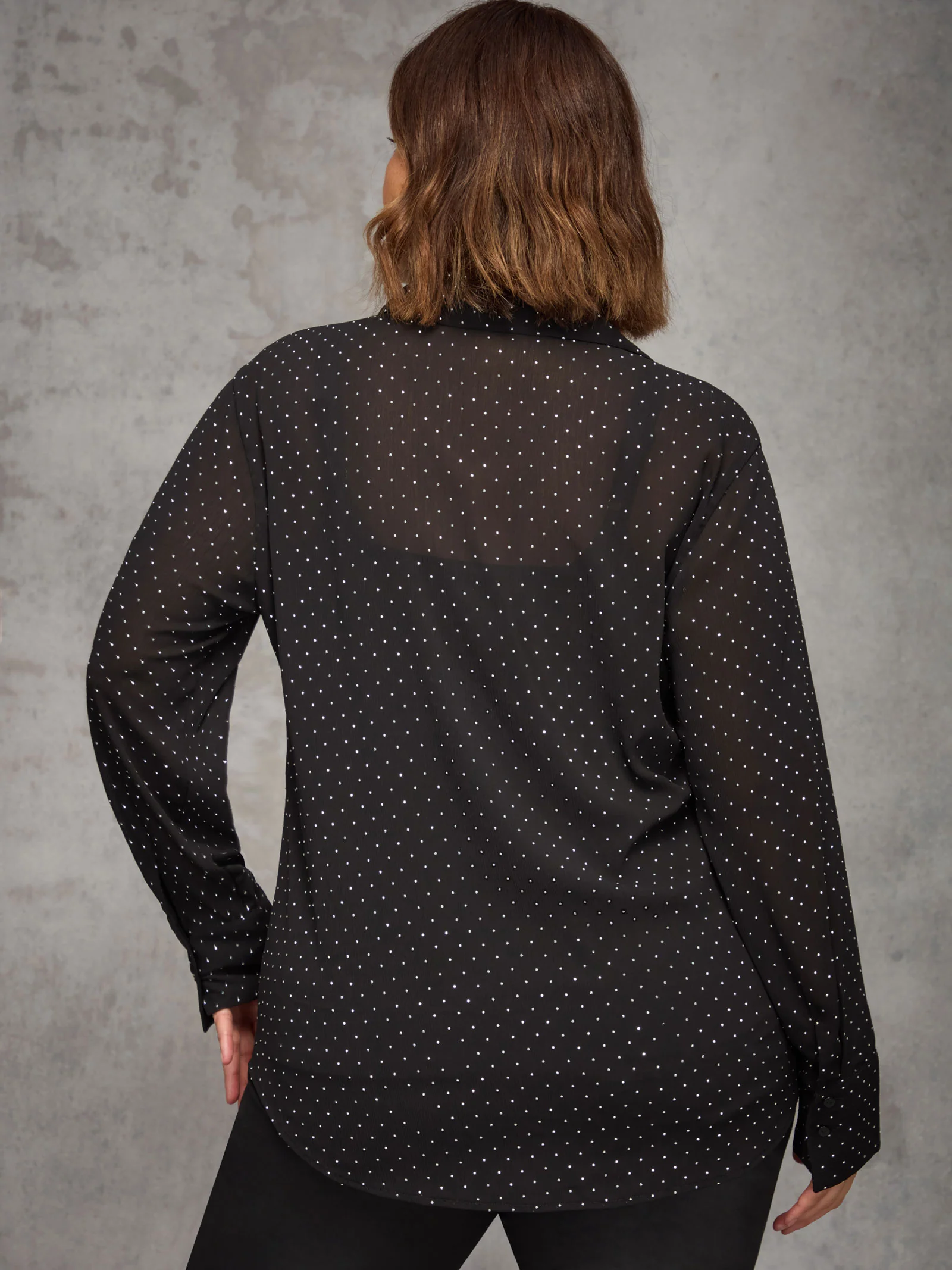 Black All-Over Embellishment Button Through Shirt - Image 4