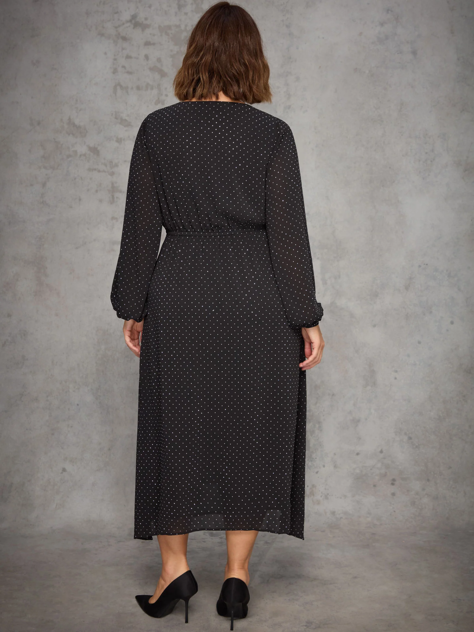 Black All-Over Embellishment Midaxi Dress - Image 5