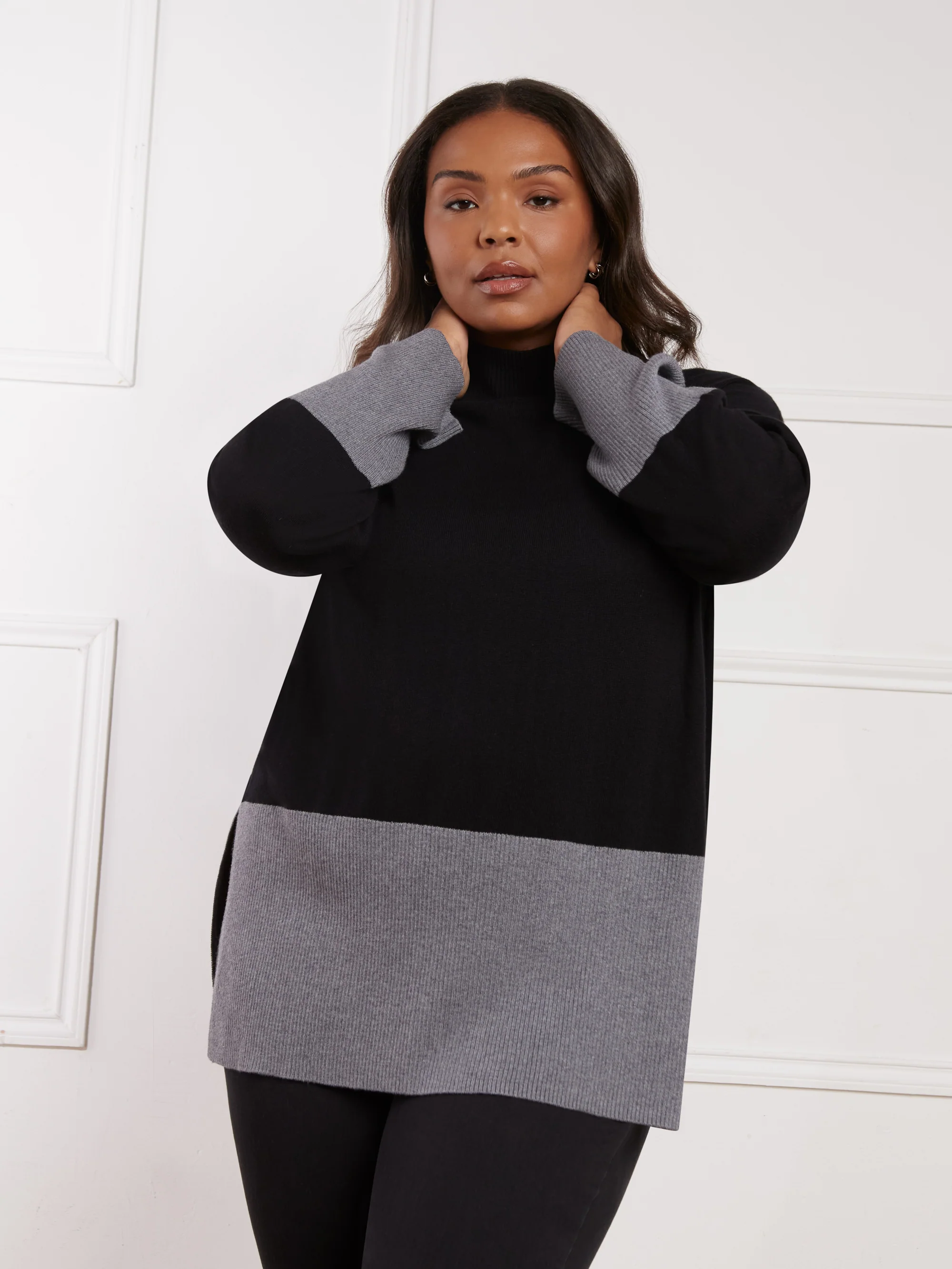 Black And Grey Blocked Jumper - Image 2