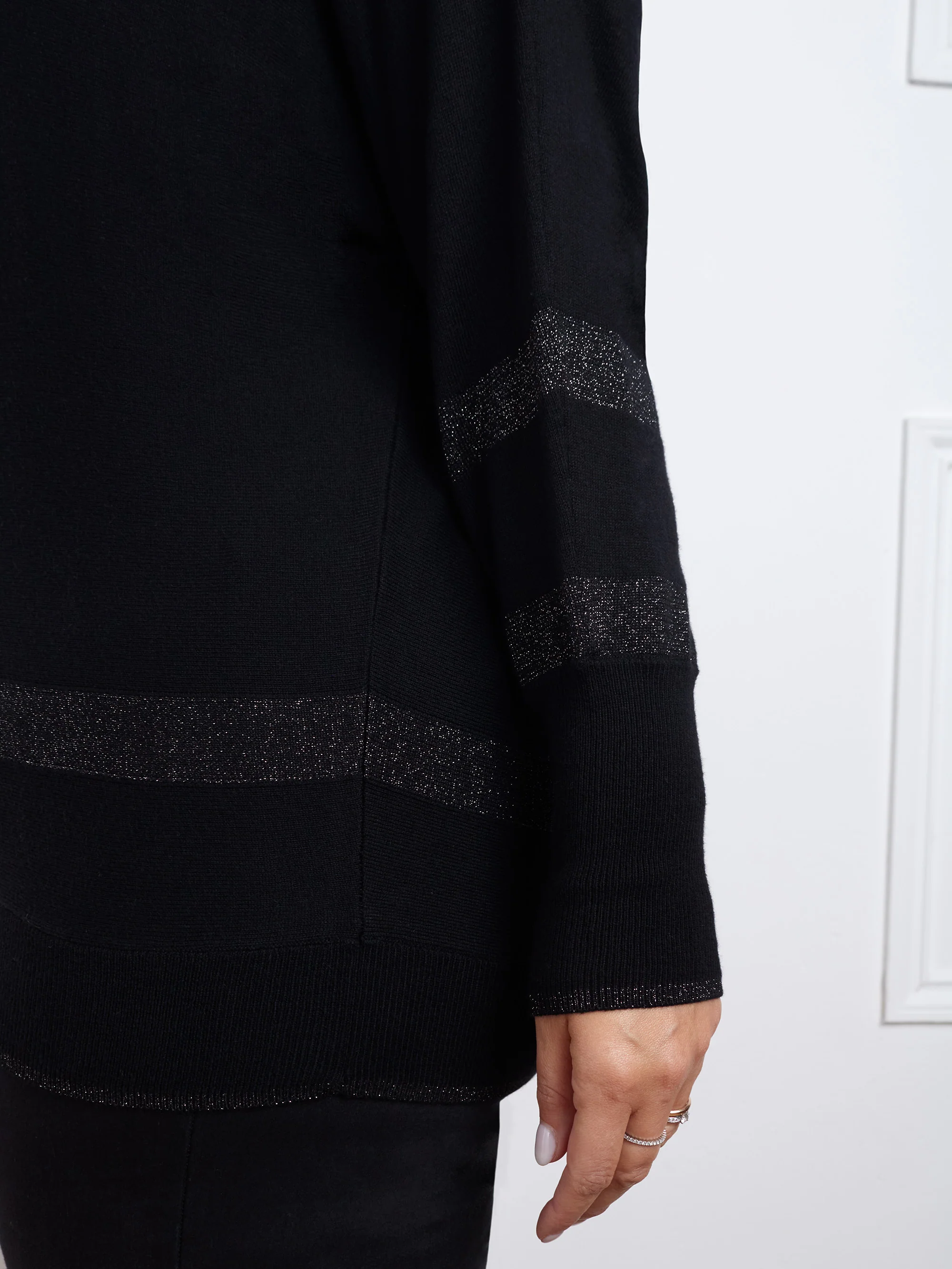 Black And Metallic Stripe Jumper - Image 4