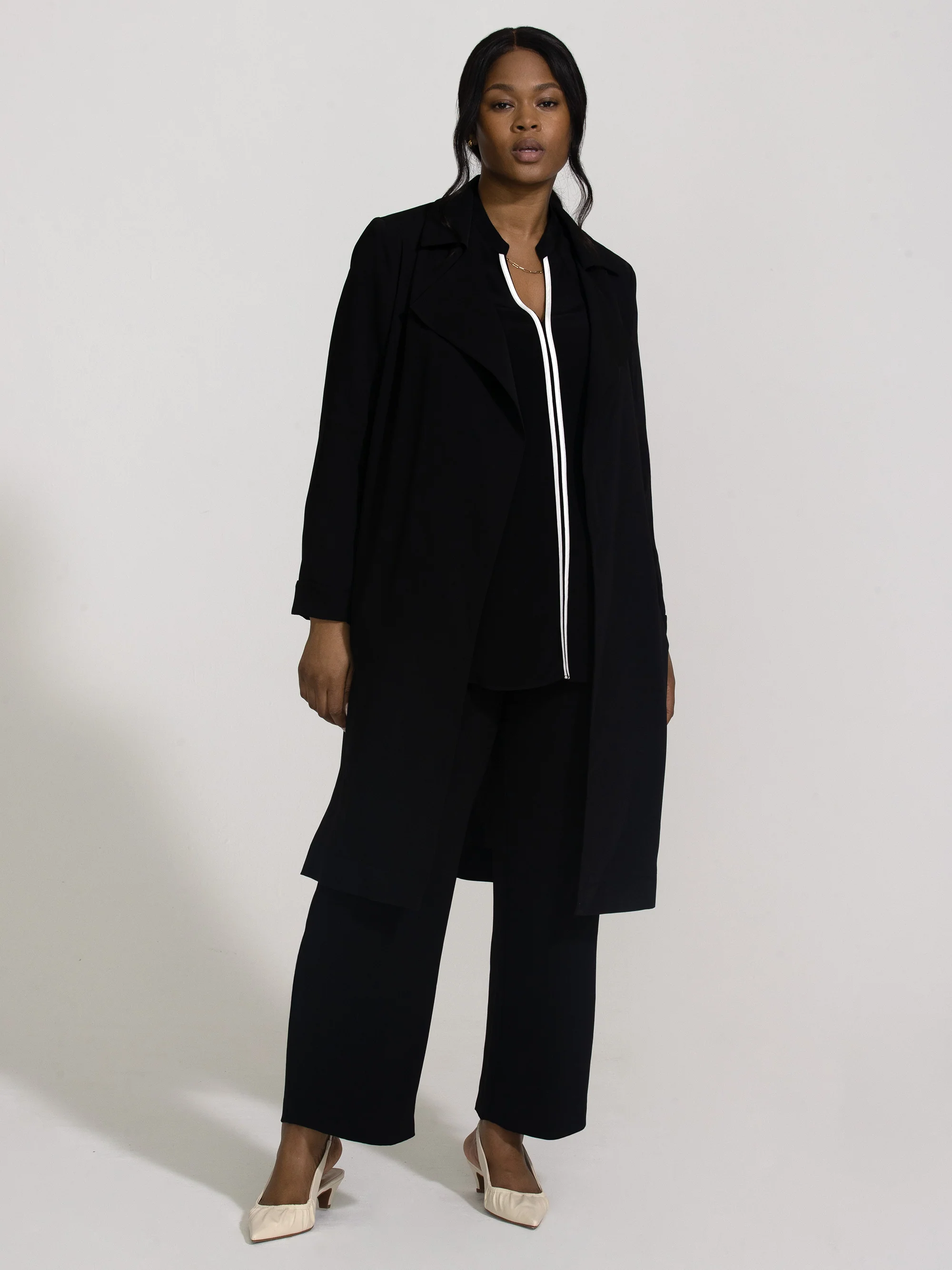 Black And White Contrast Seam Blouse - Image 2