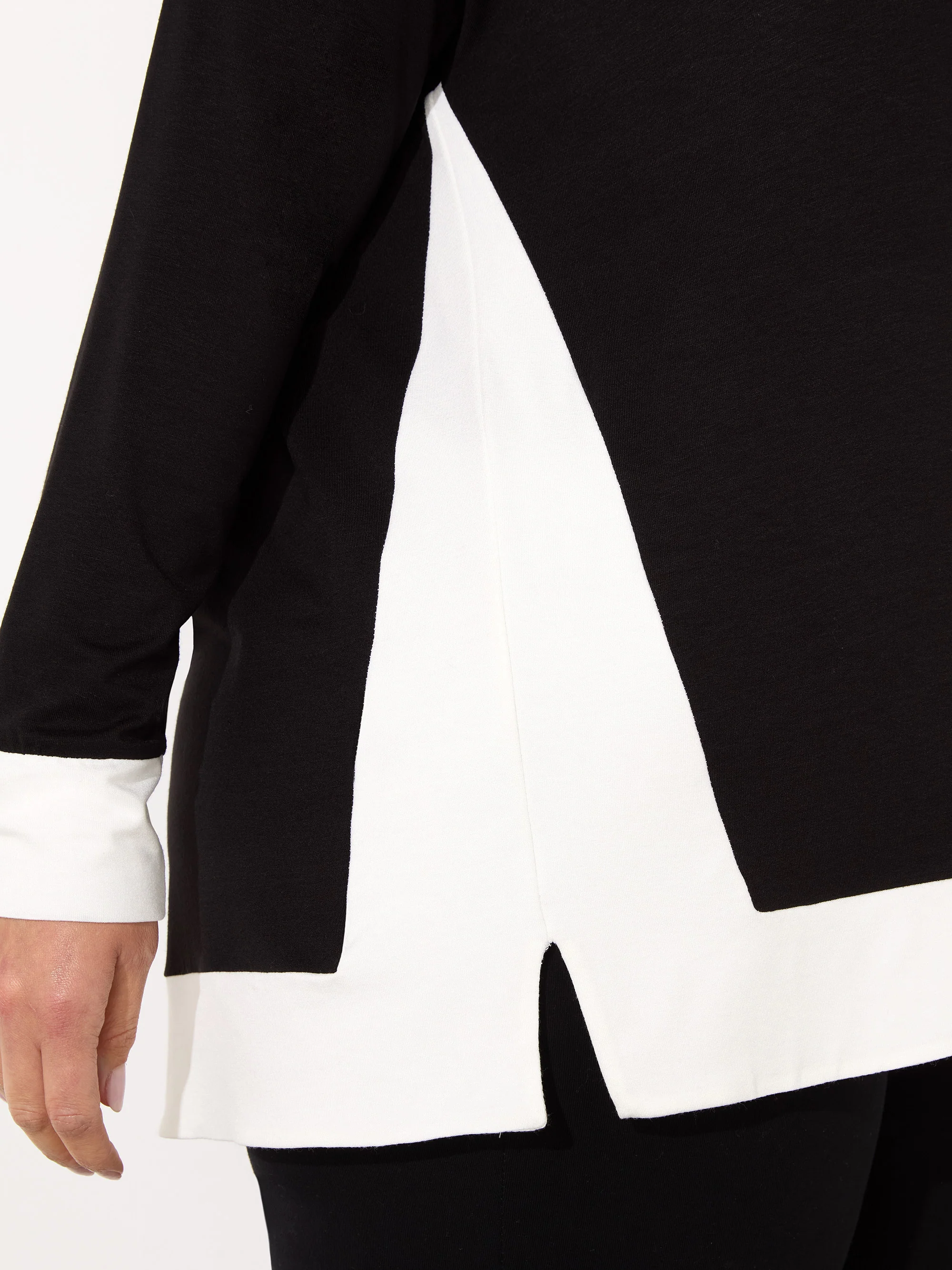 Black And White Jersey Contrast Top - Image 3