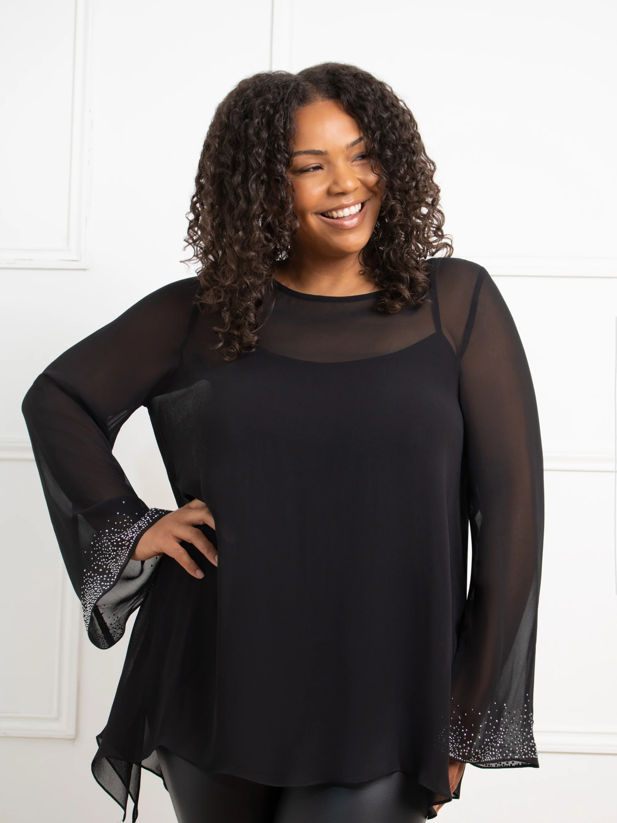 Black Asymmetric Hotfix Top - Image 3