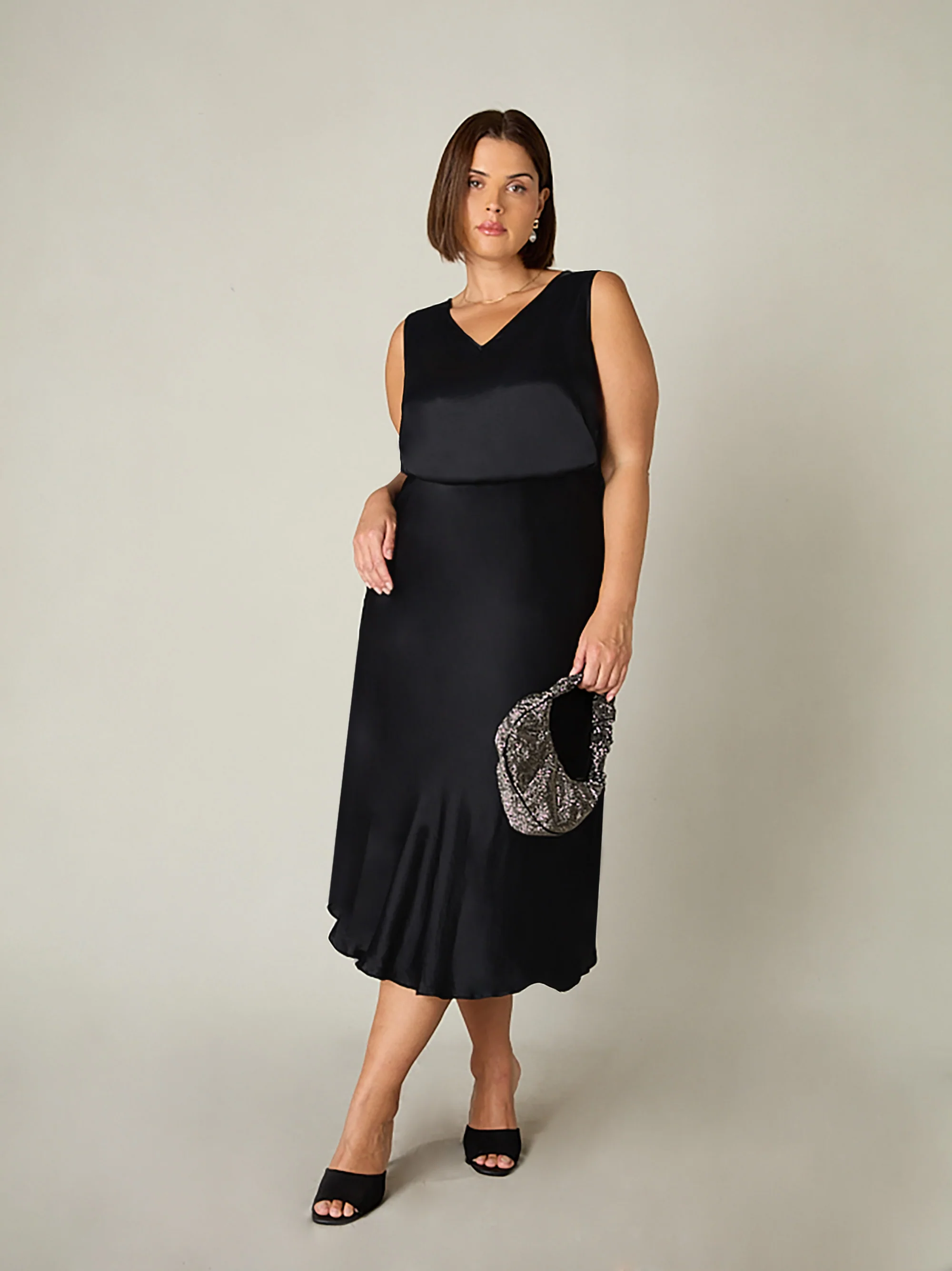 Black Bias Cut Skirt - Image 2