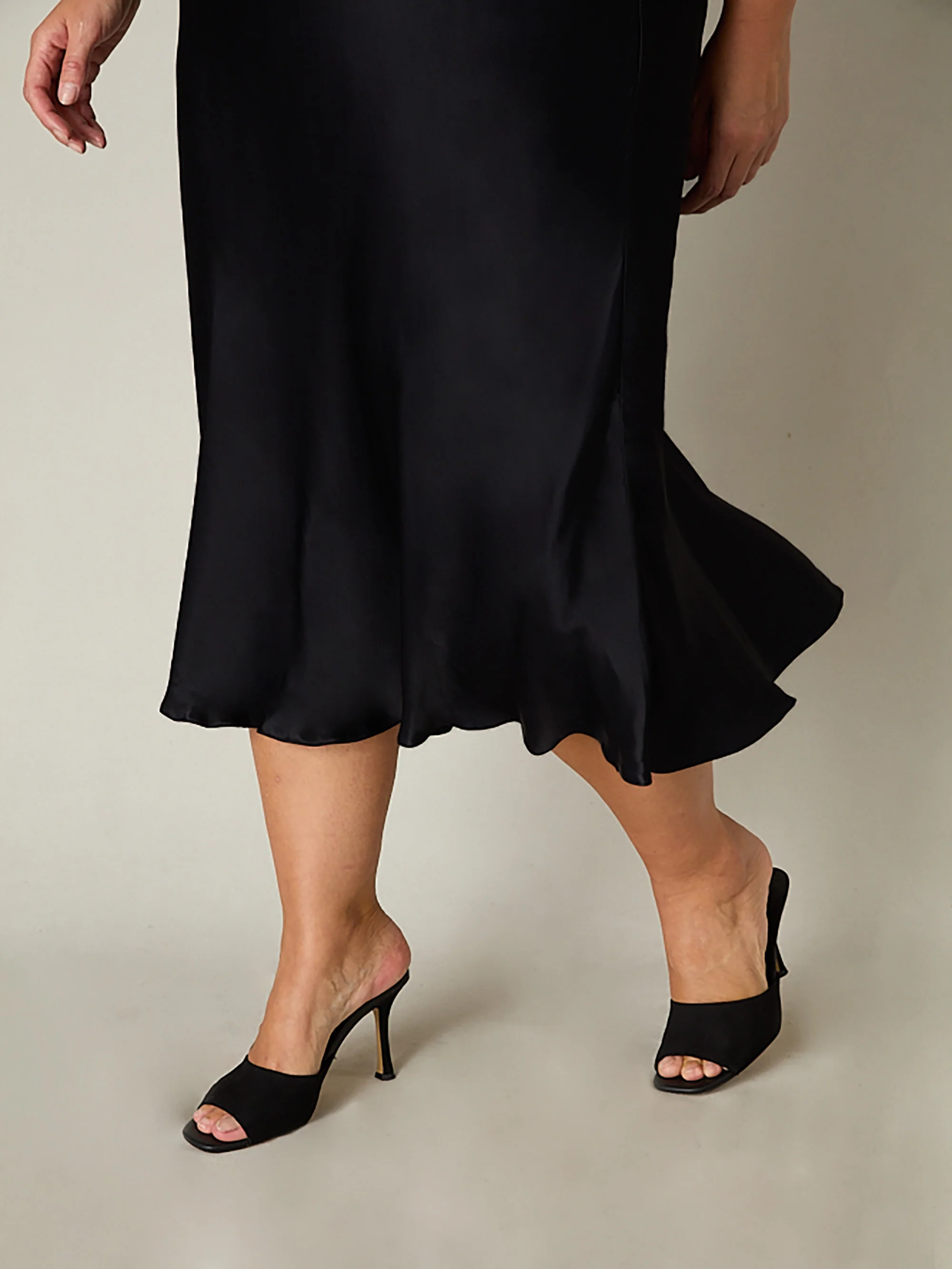 Black Bias Cut Skirt - Image 3