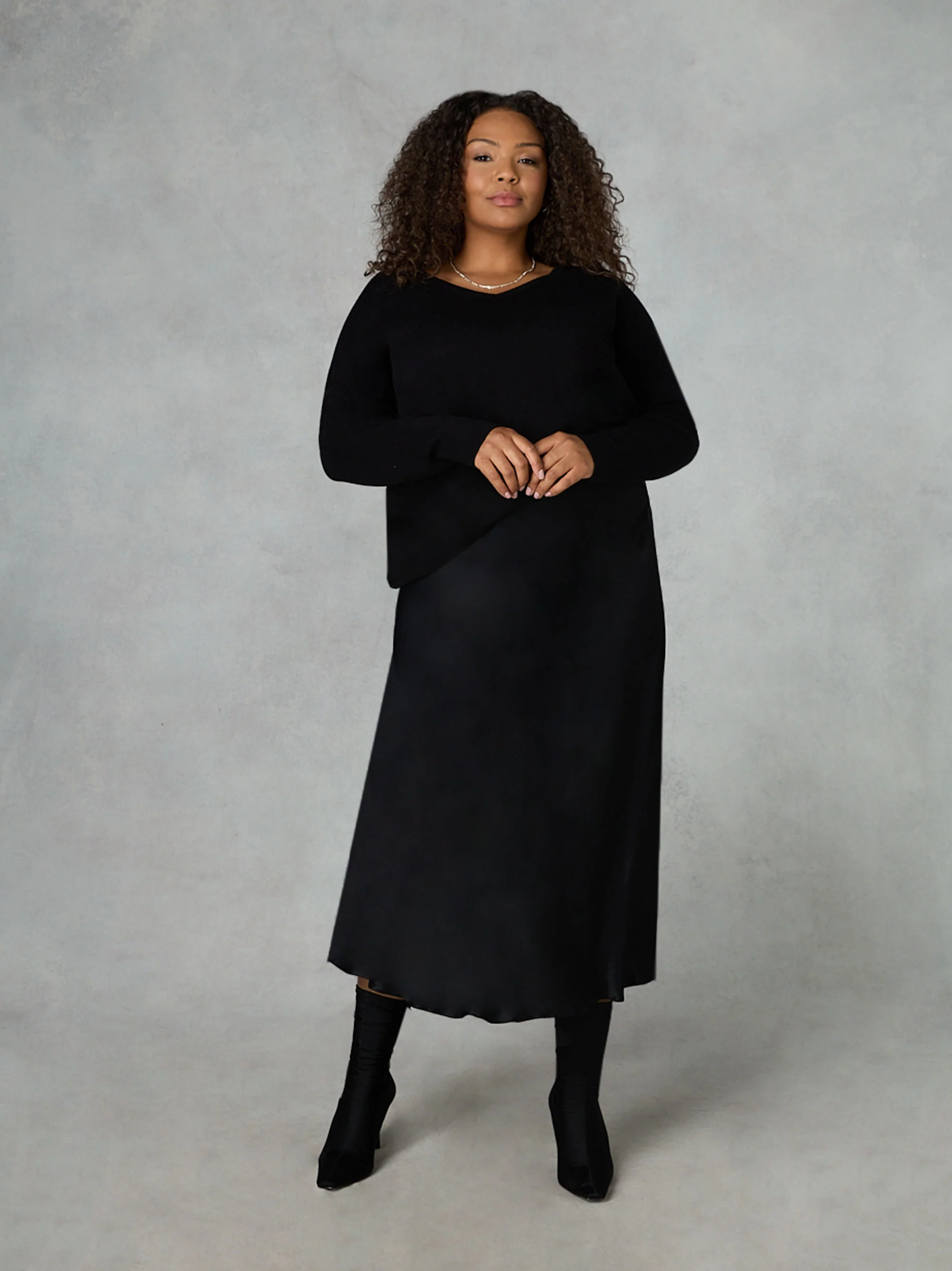 Black Bias Cut Skirt - Image 5