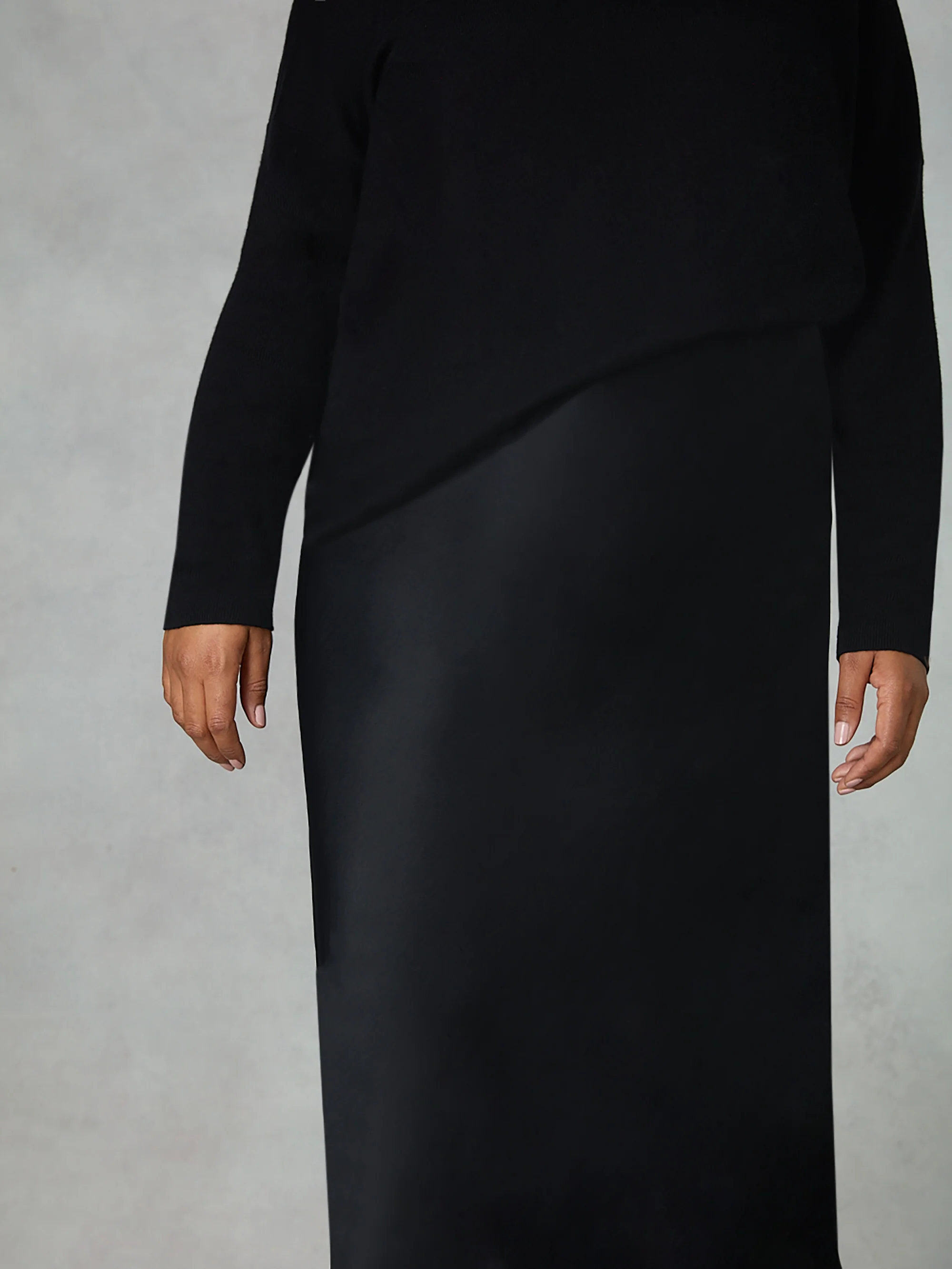 Black Bias Cut Skirt - Image 6