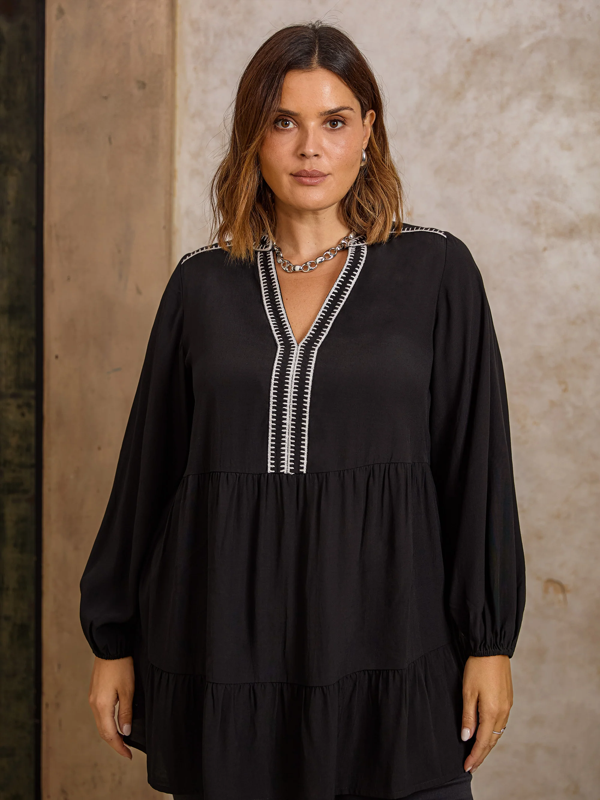 Black Blanket Stitch Tunic - Image 6