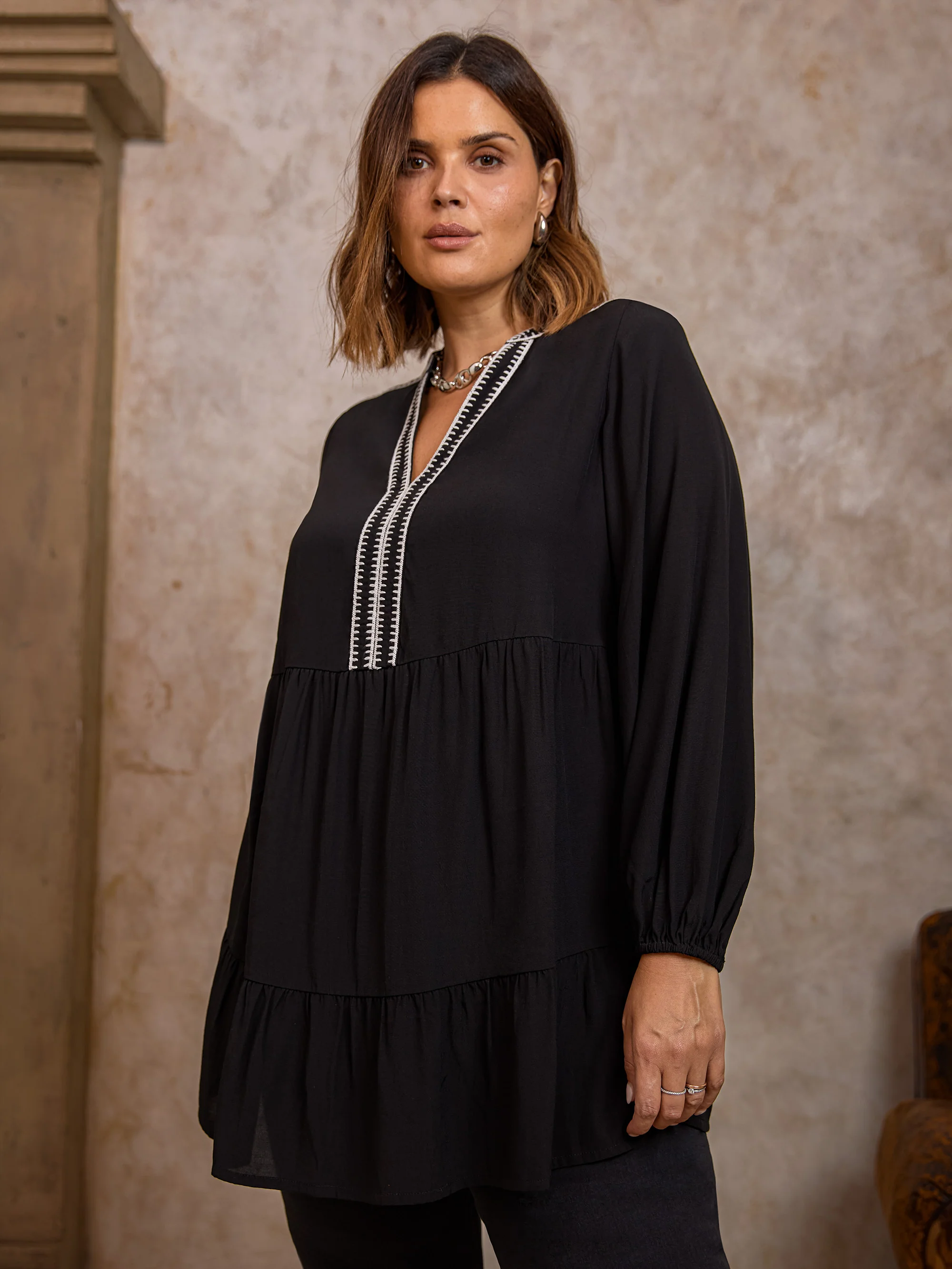 Black Blanket Stitch Tunic - Image 7
