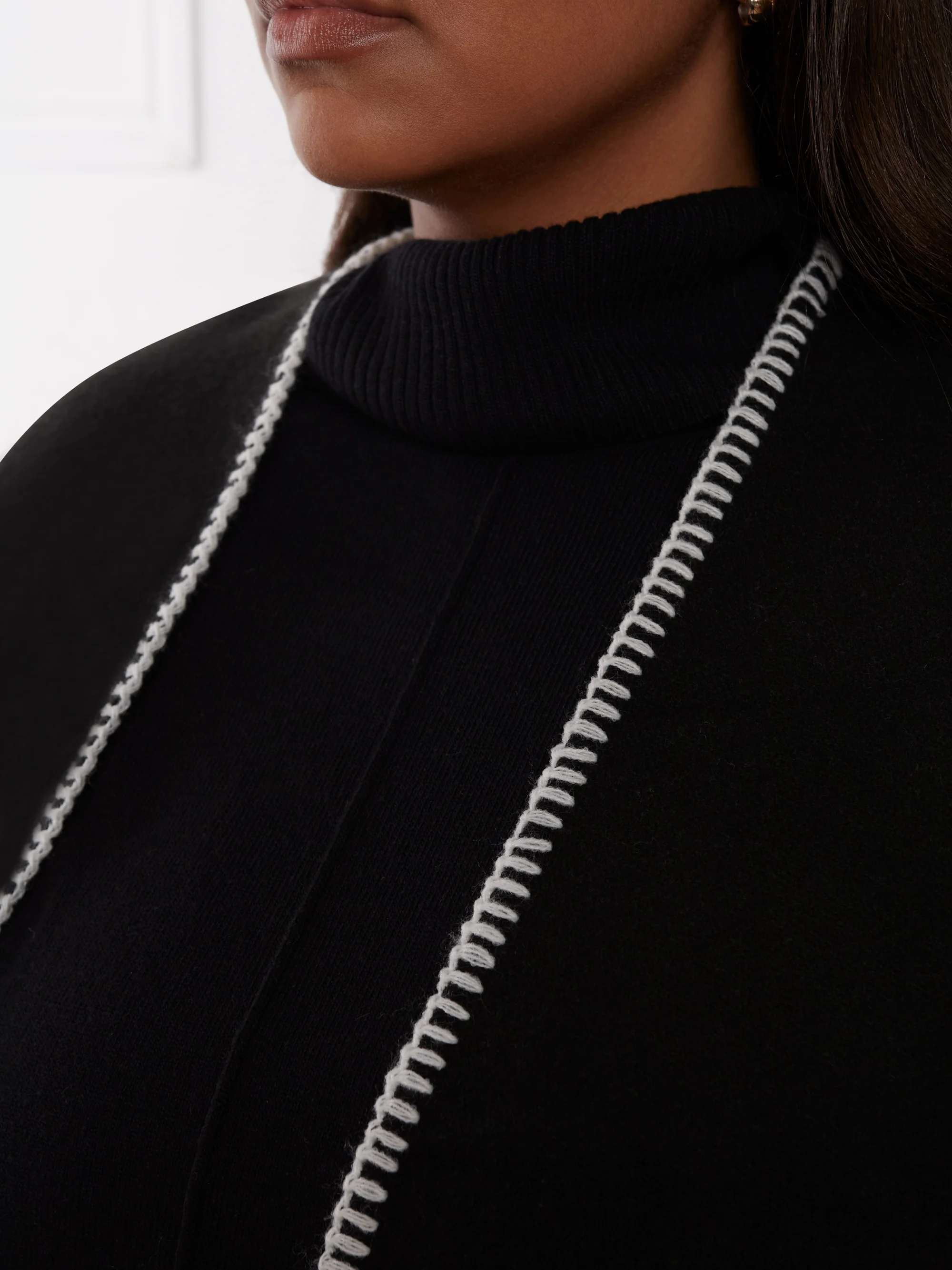 Black Blanket Stitch Wrap Cape - Image 2