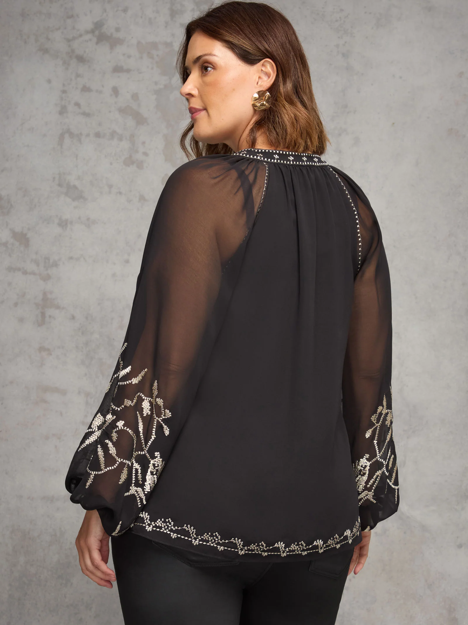 Black Blouse With Gold Embellishment - Image 7
