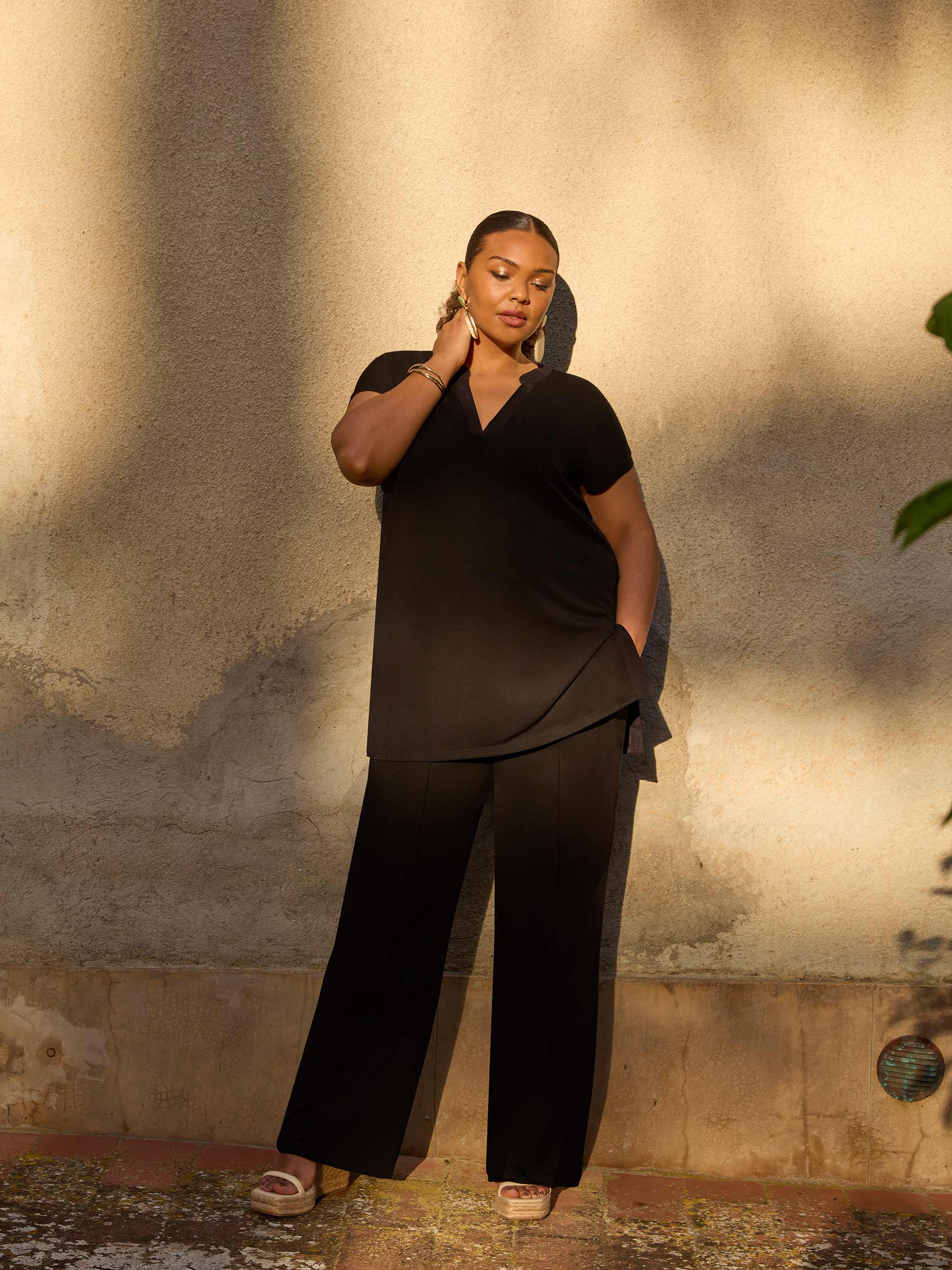 Black Bootleg Jersey Trouser - Image 2