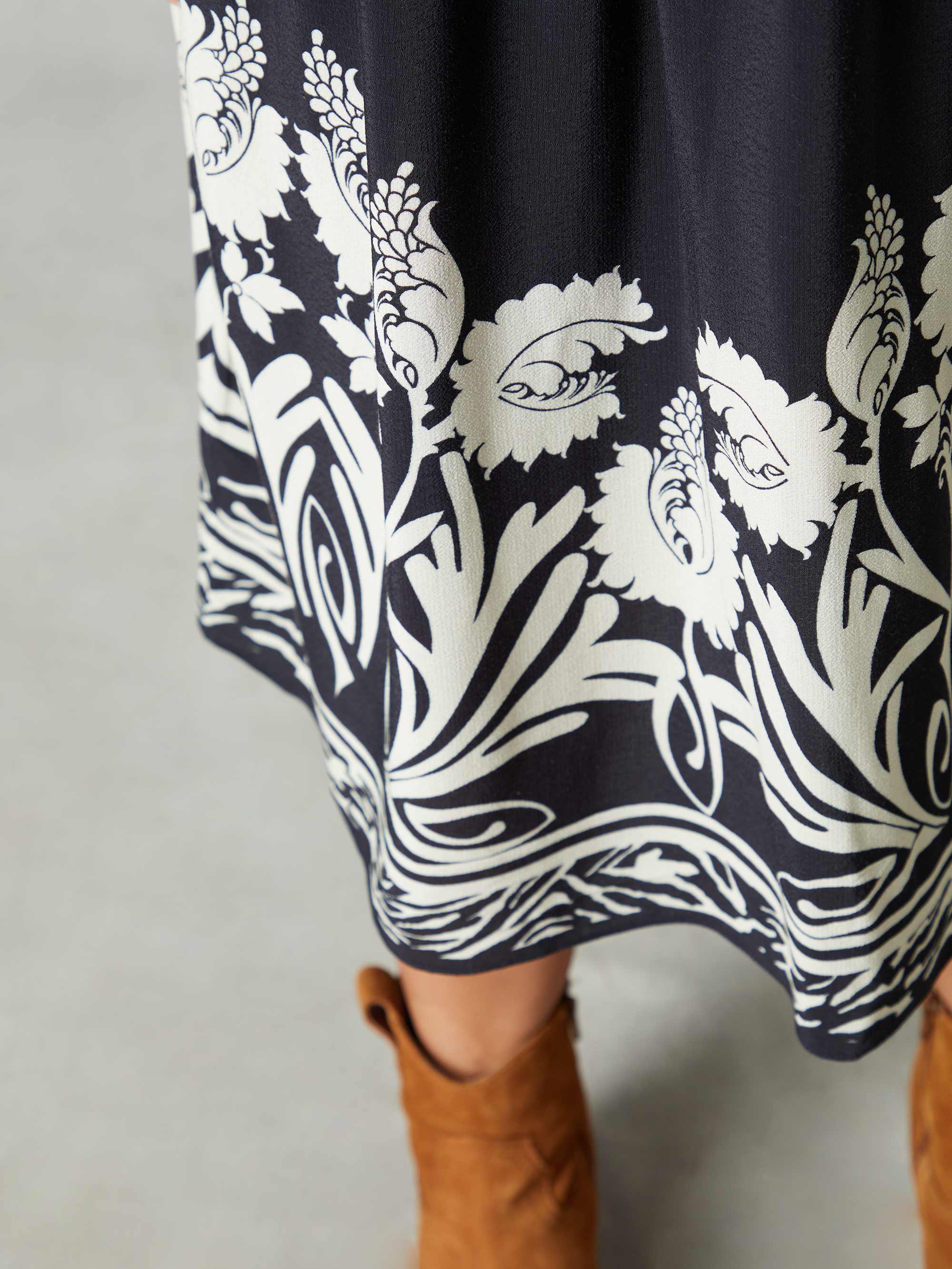 Black Border Print V-Neck Dress - Image 4