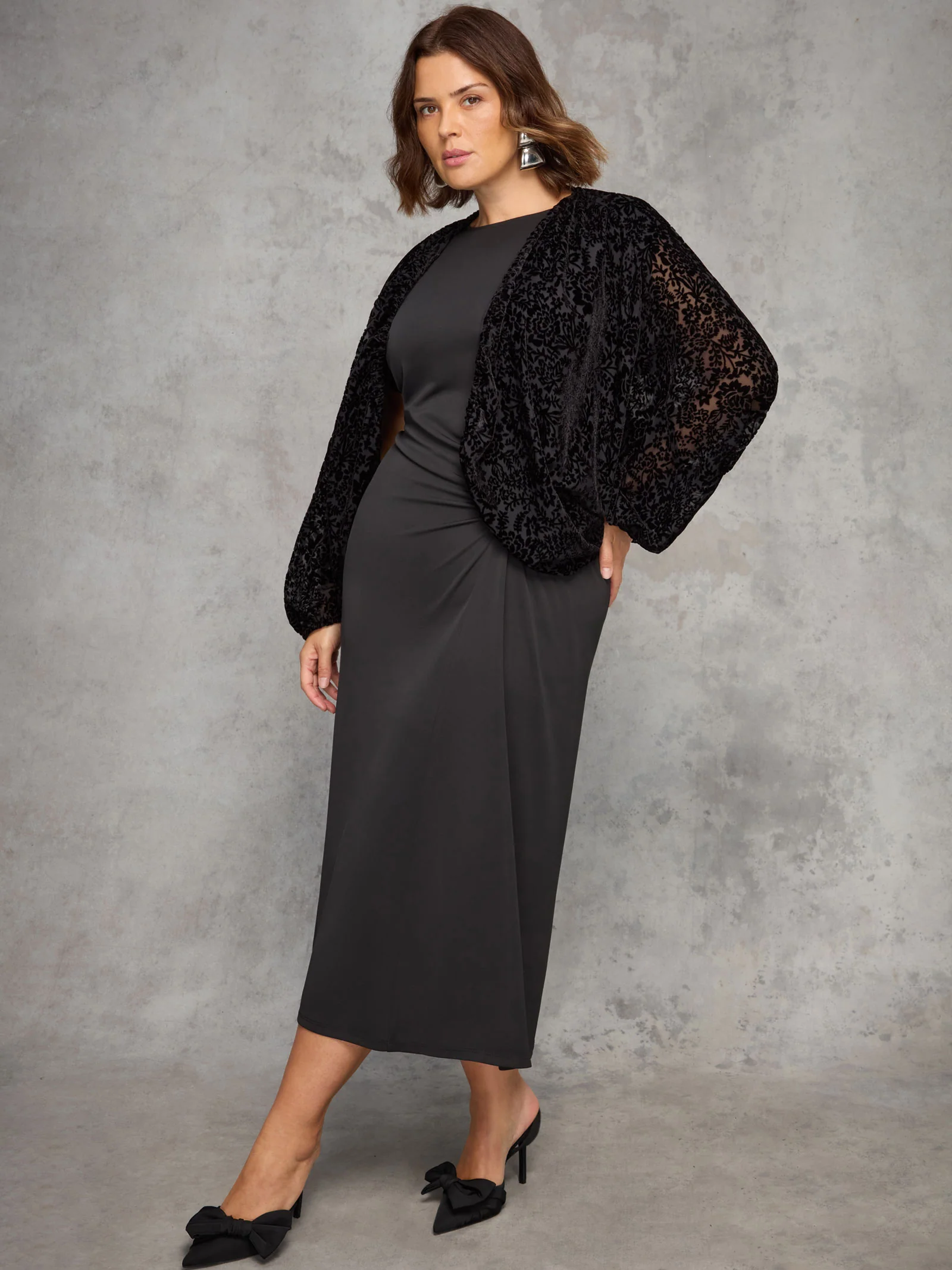 Black Burnout Velvet Kimono Jacket - Image 2