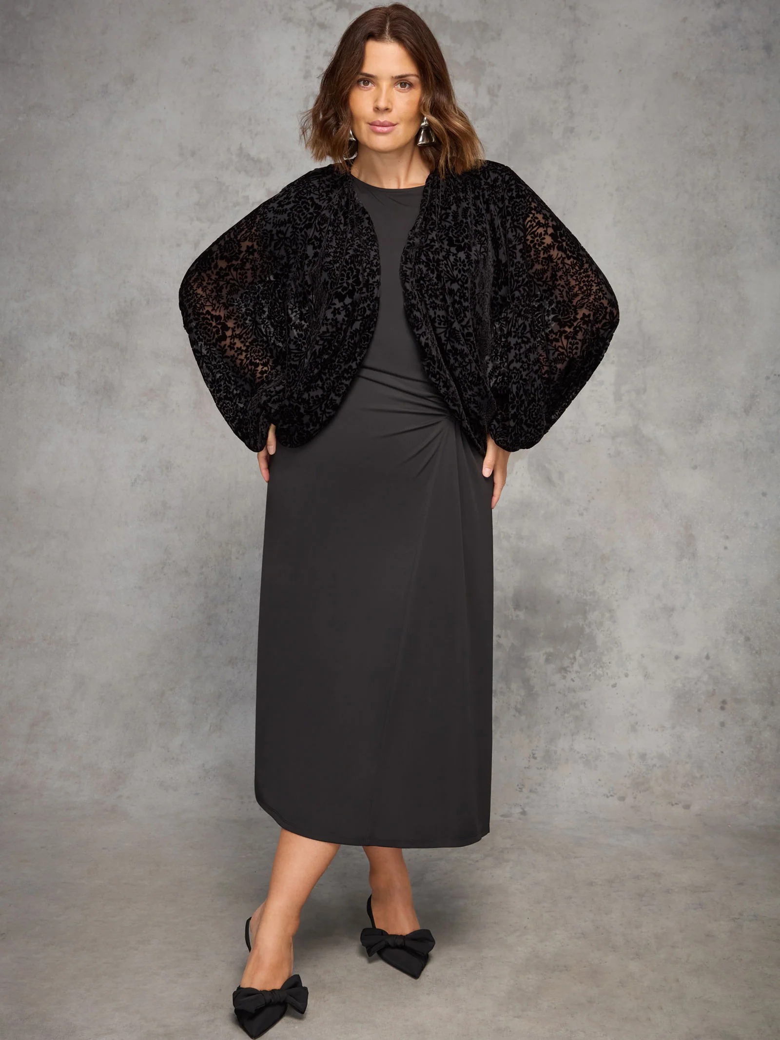 Black Burnout Velvet Kimono Jacket - Image 3