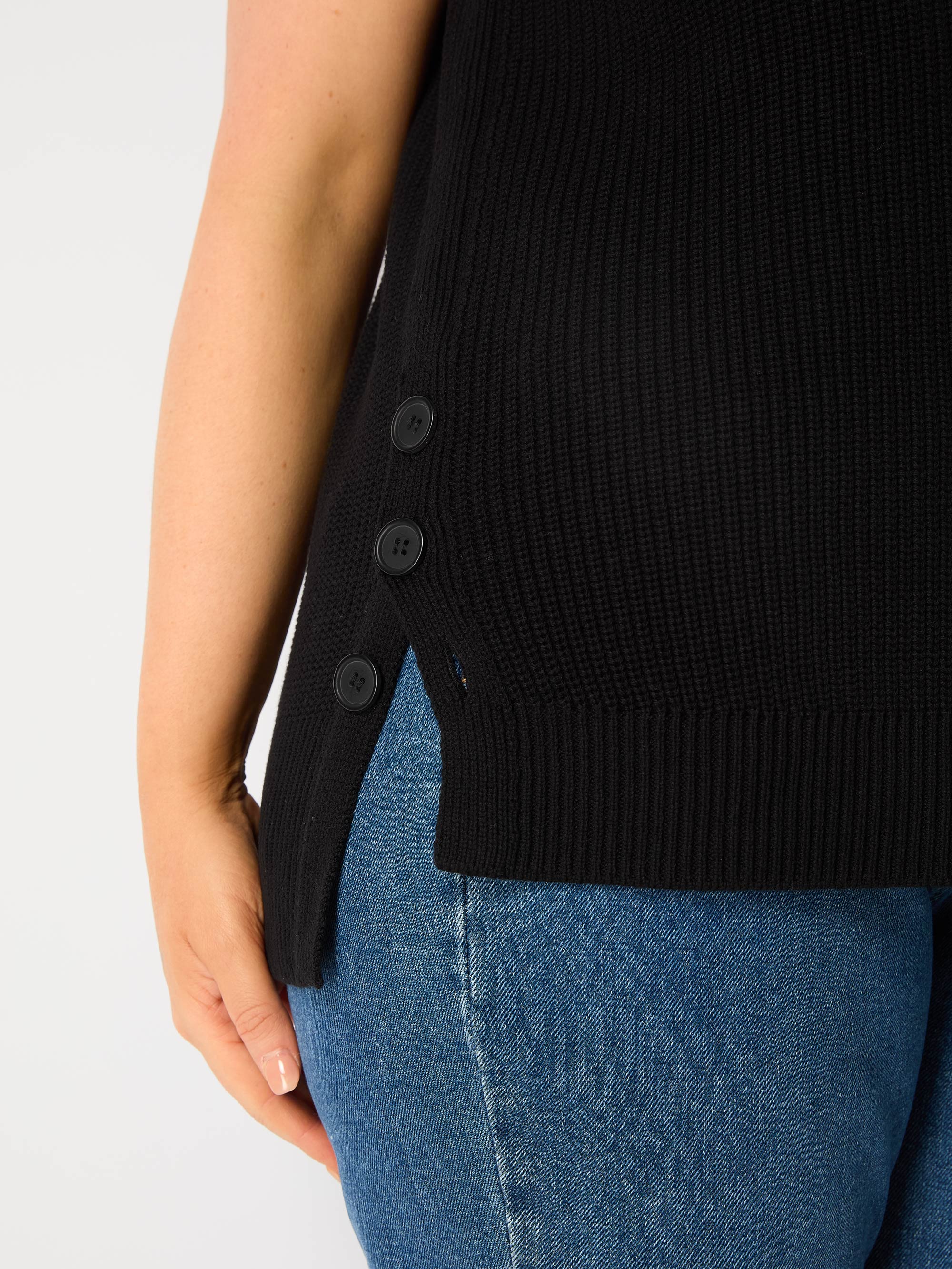 Black Button Side Knitted Vest - Image 7