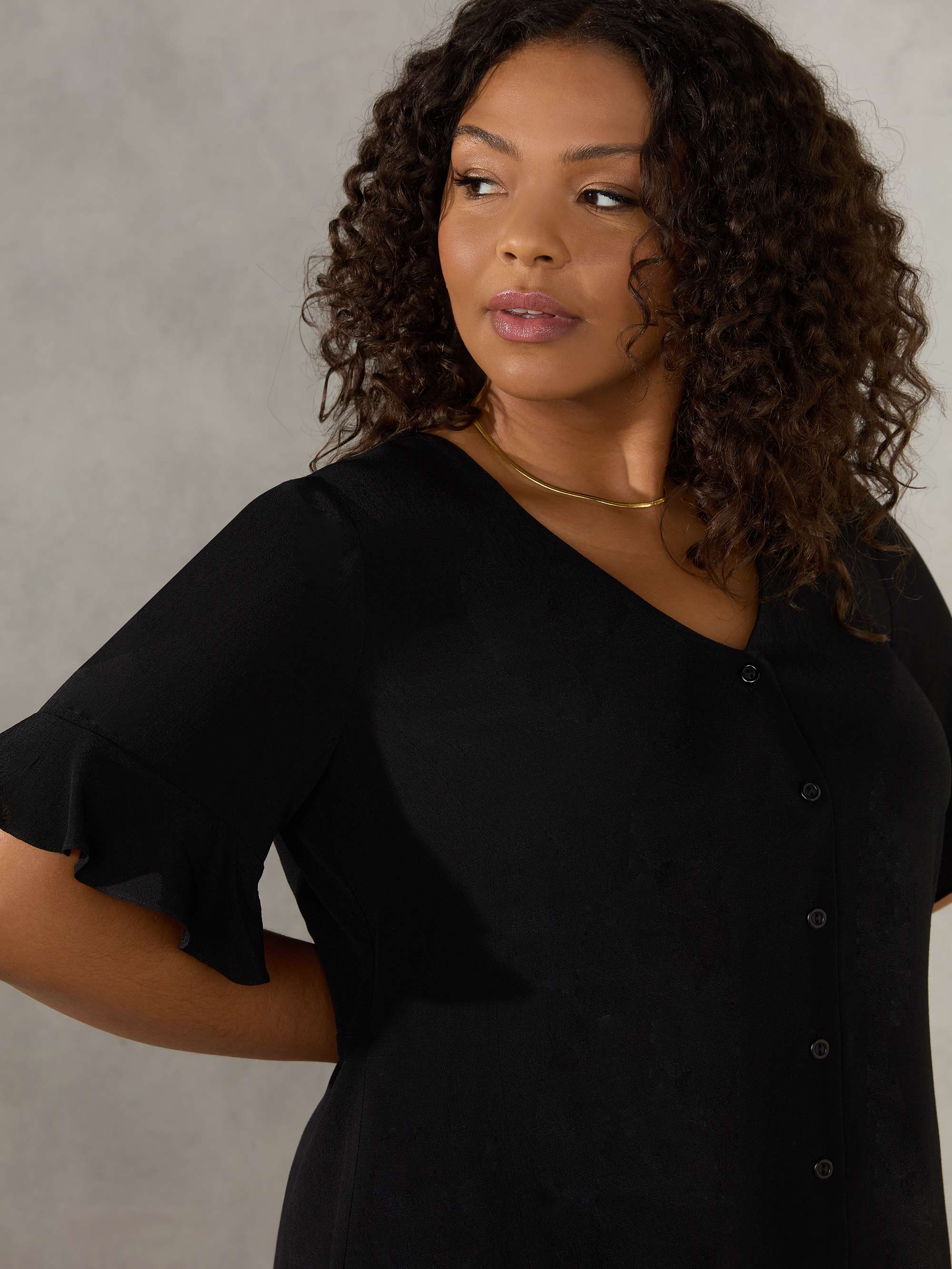 Black Button Through Blouse - Image 2