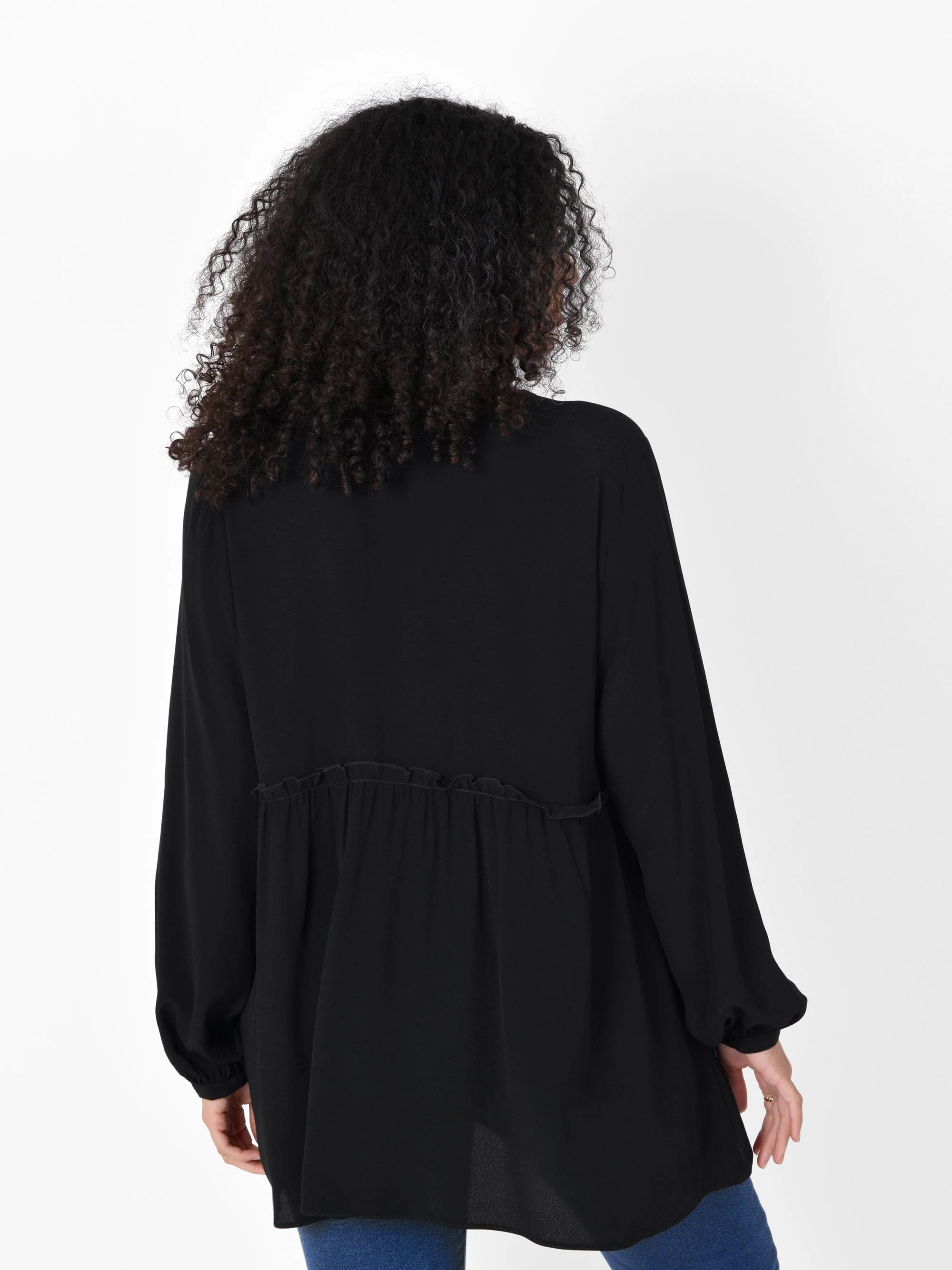 Black Button Through Smock Top - Image 2