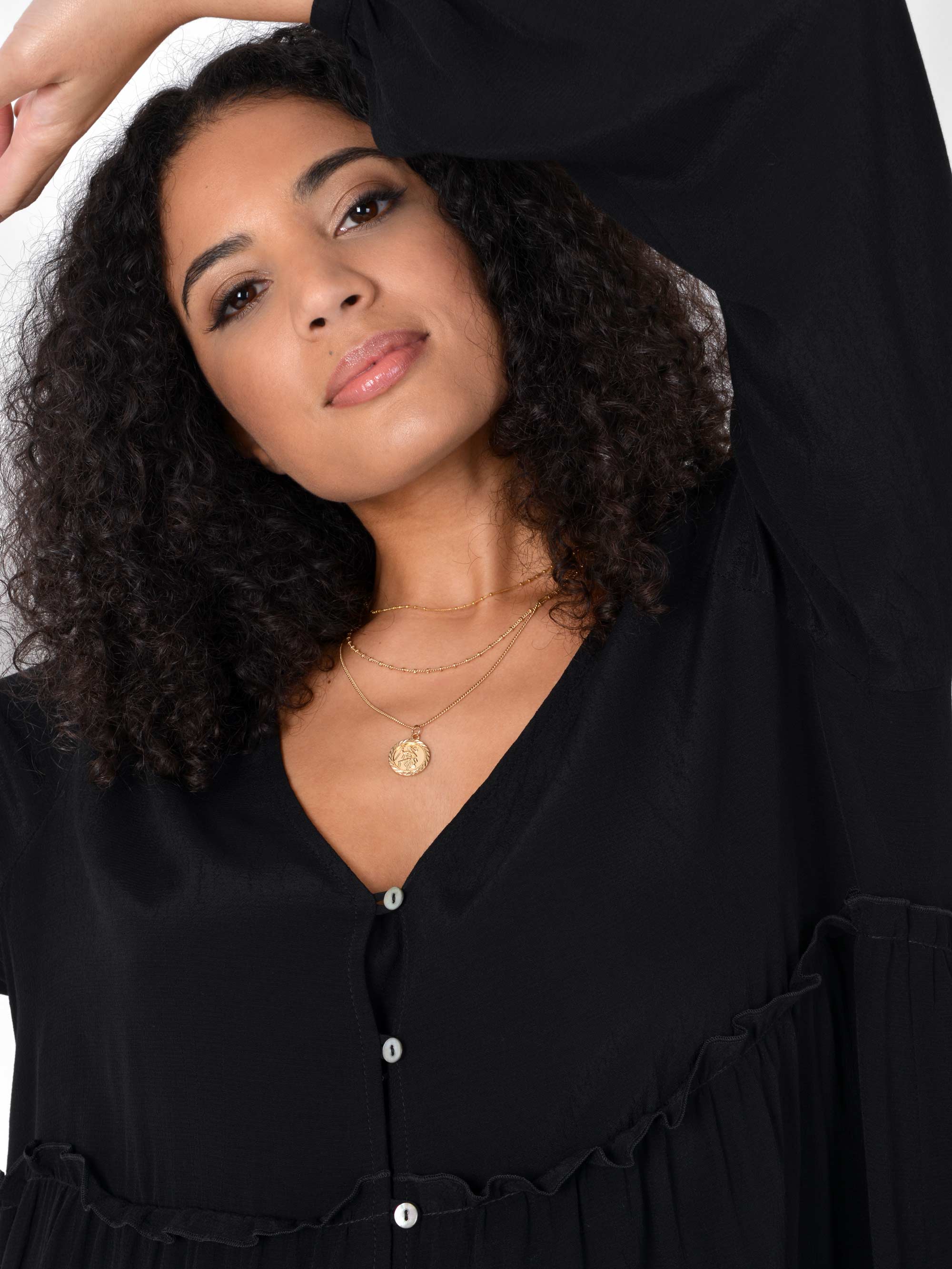 Black Button Through Smock Top - Image 3