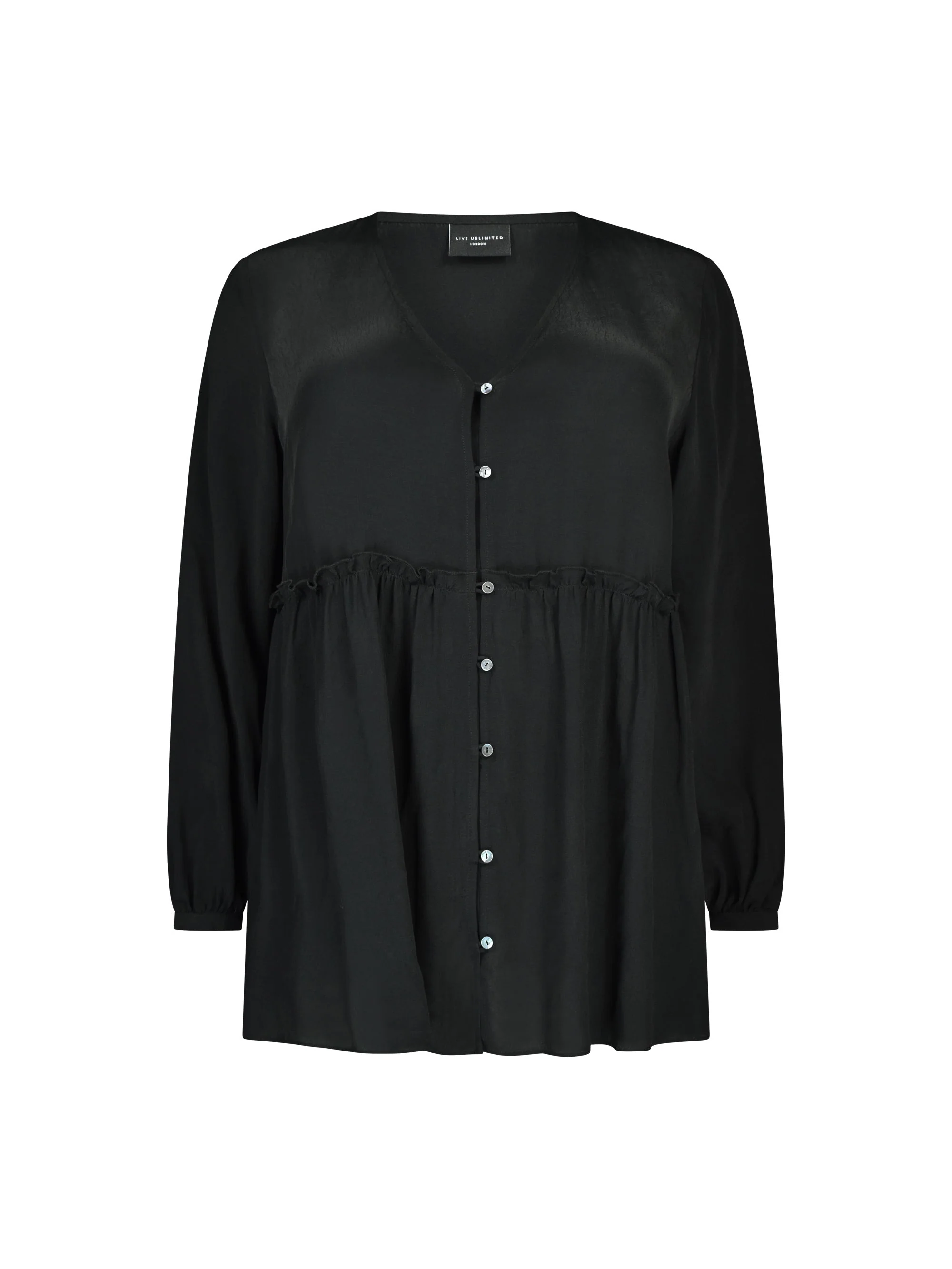Black Button Through Smock Top - Image 4