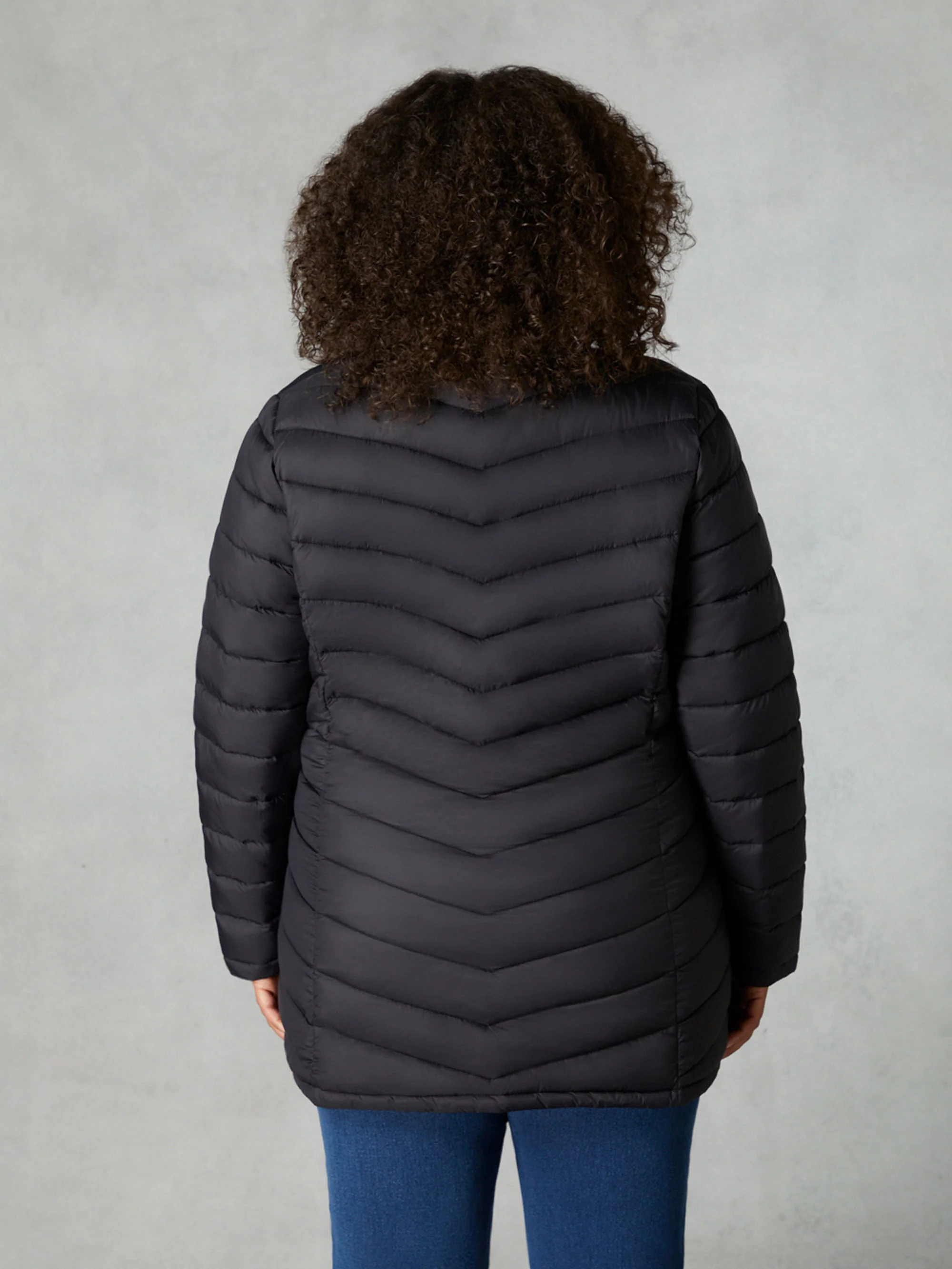Black Chevron Packable Puffer Coat - Image 3