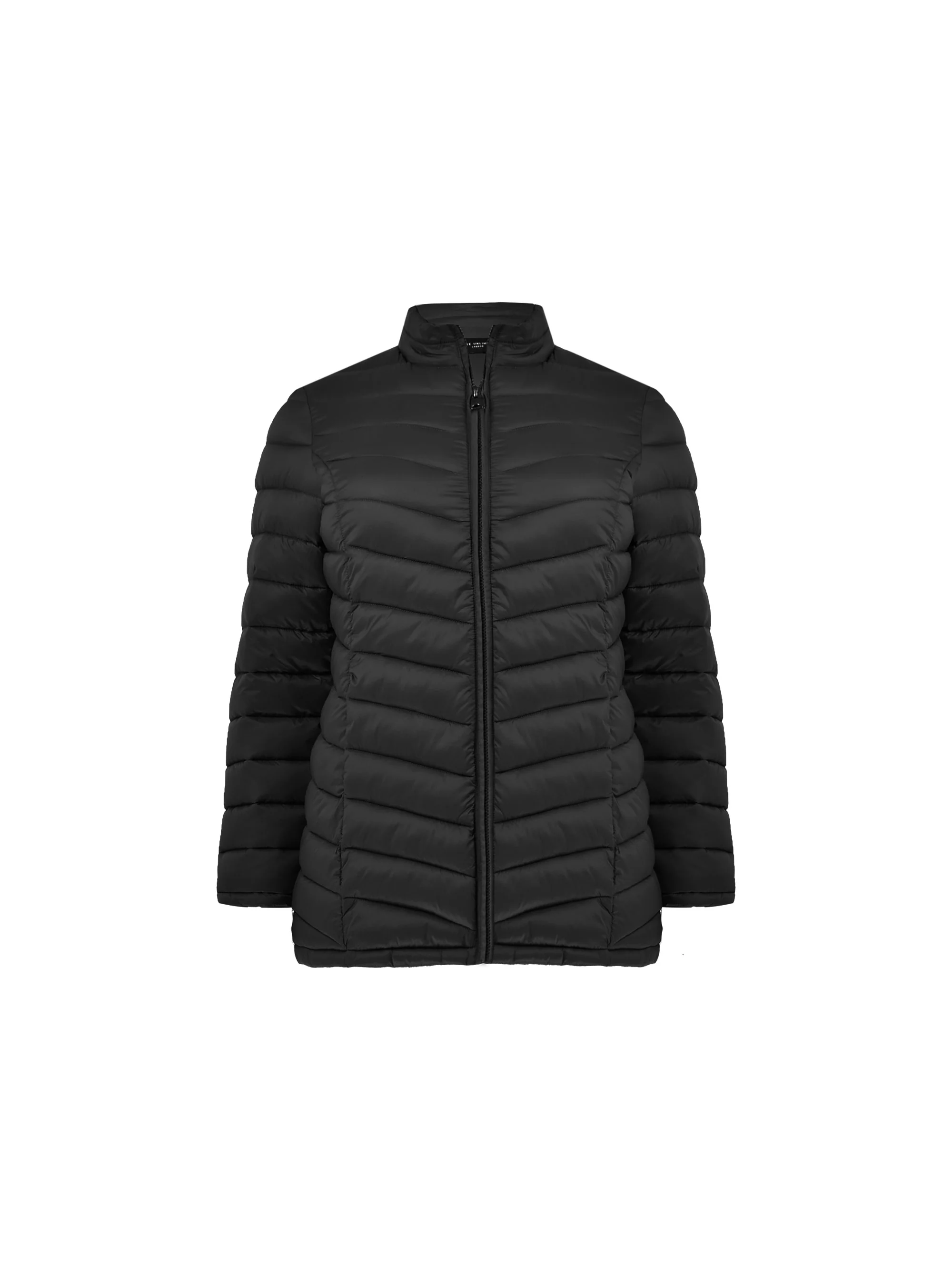 Black Chevron Packable Puffer Coat - Image 4