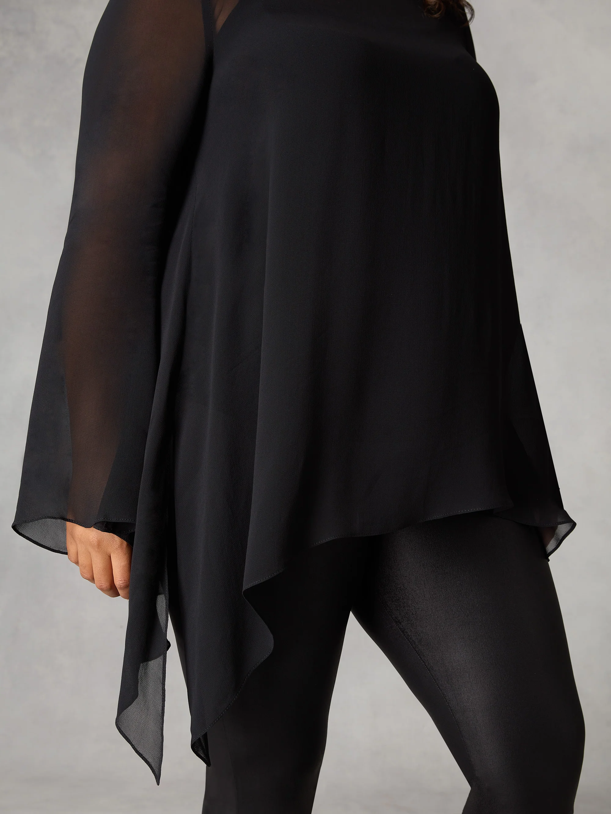 Black Chiffon Asymmetric Top - Image 2