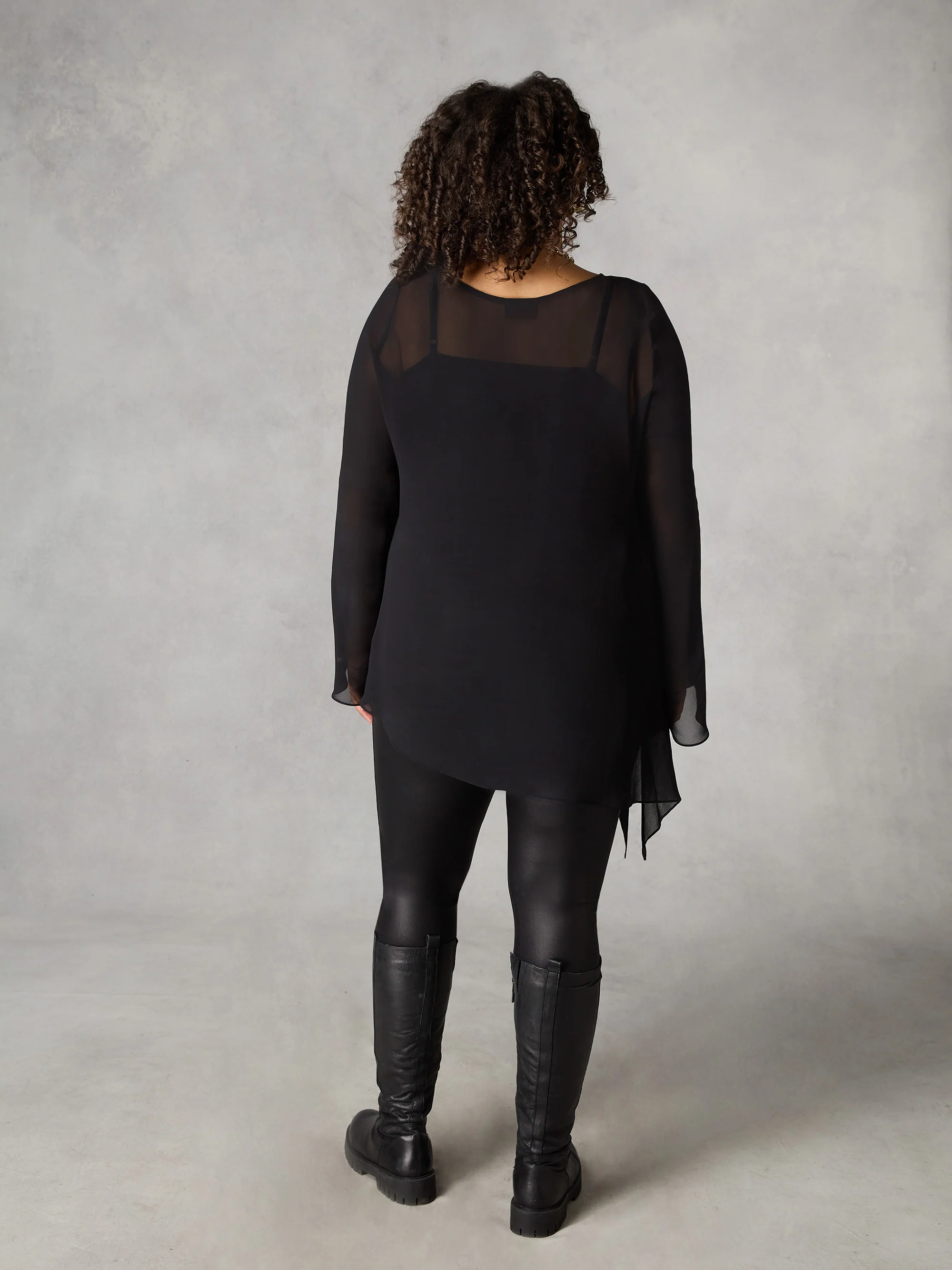 Black Chiffon Asymmetric Top - Image 3