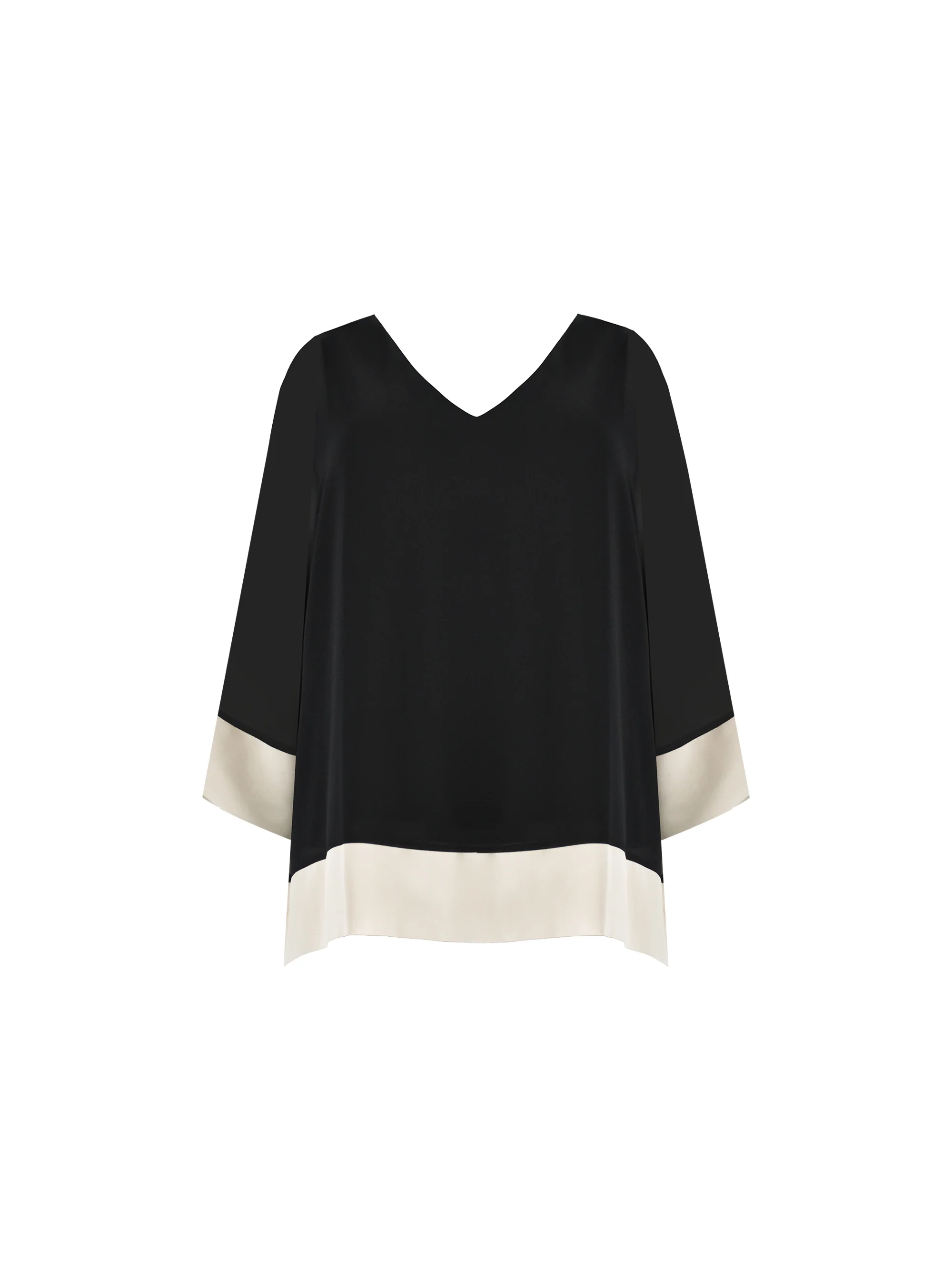 Black Chiffon Contrast Hem Overlay Top - Image 4
