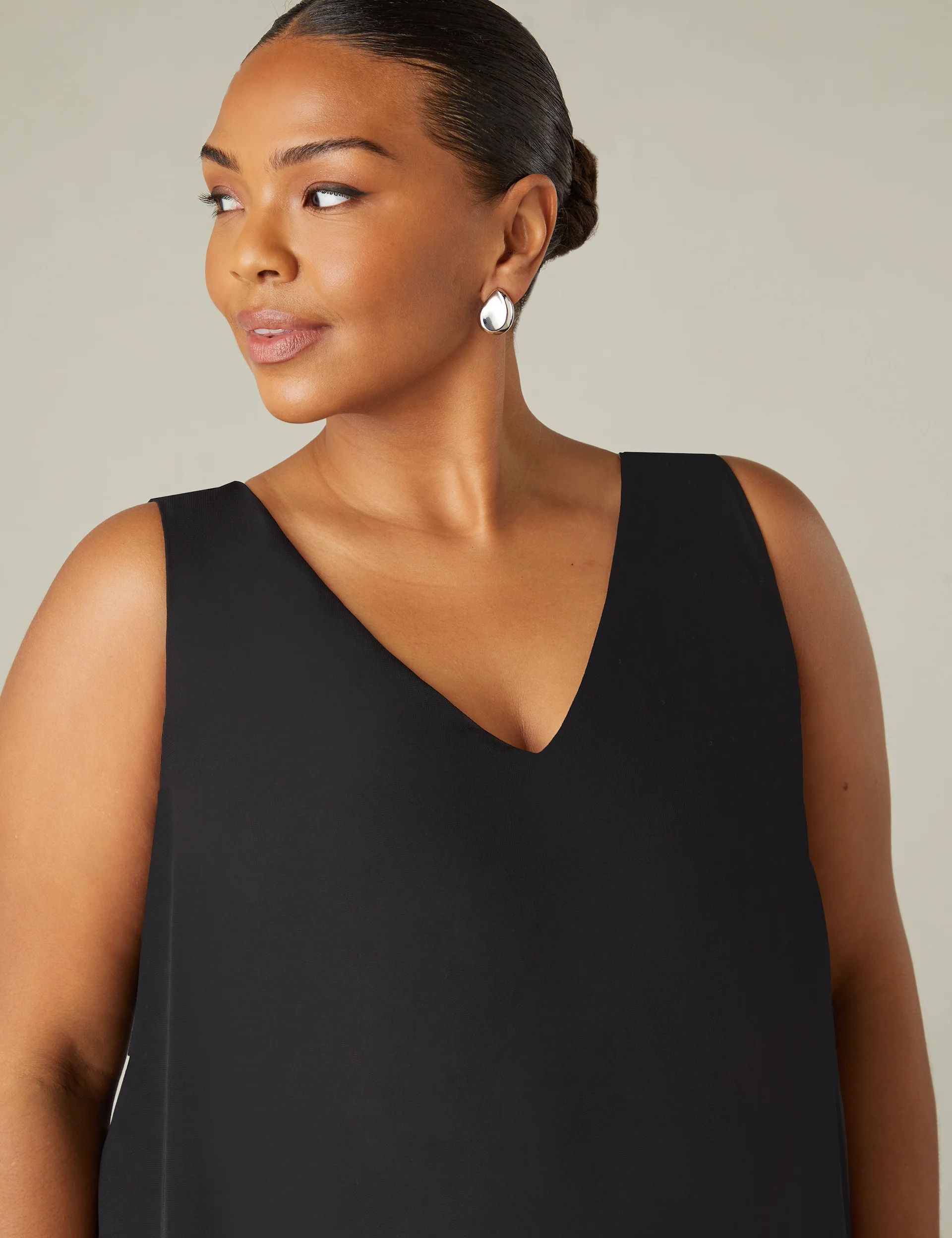 Black Chiffon Layered Swing Vest Top - Image 2