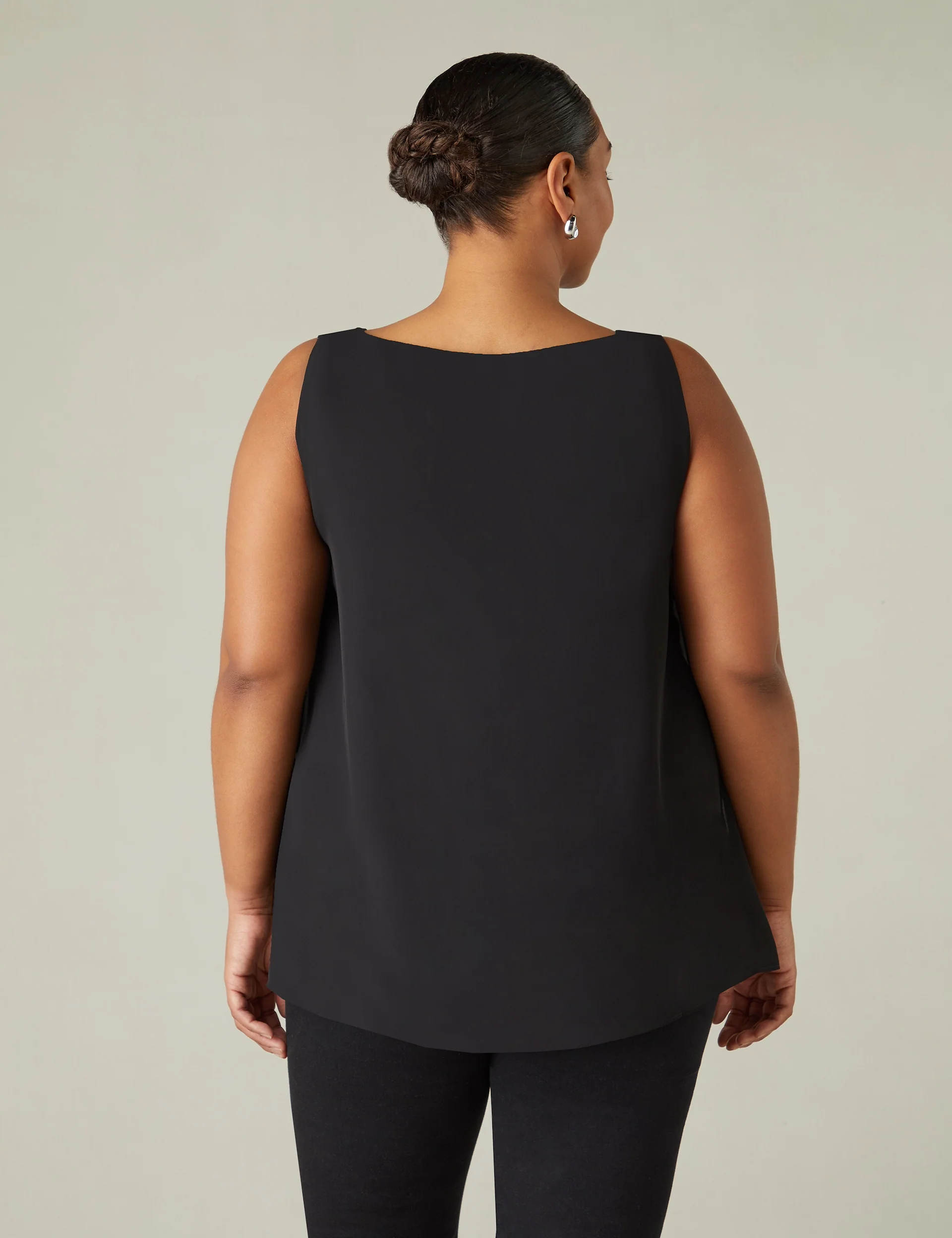 Black Chiffon Layered Swing Vest Top - Image 3