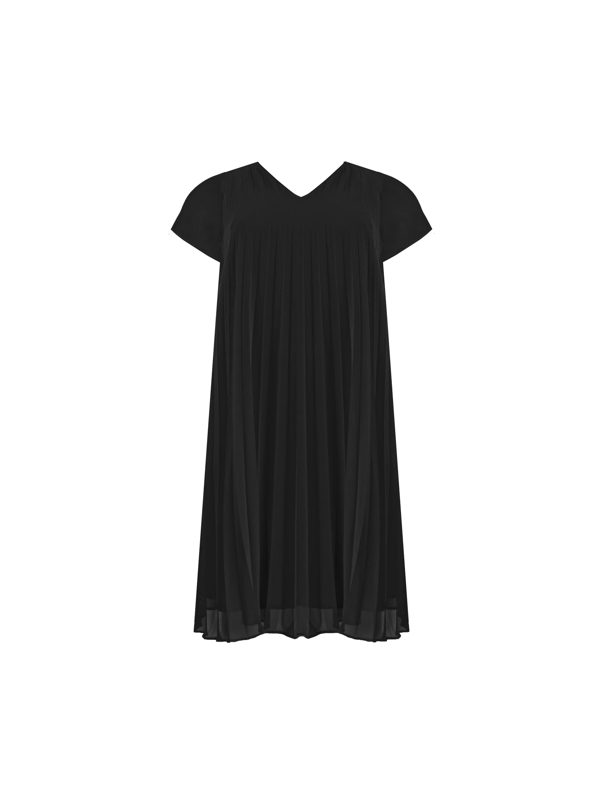 Black Chiffon Pleated Midi Dress - Image 5