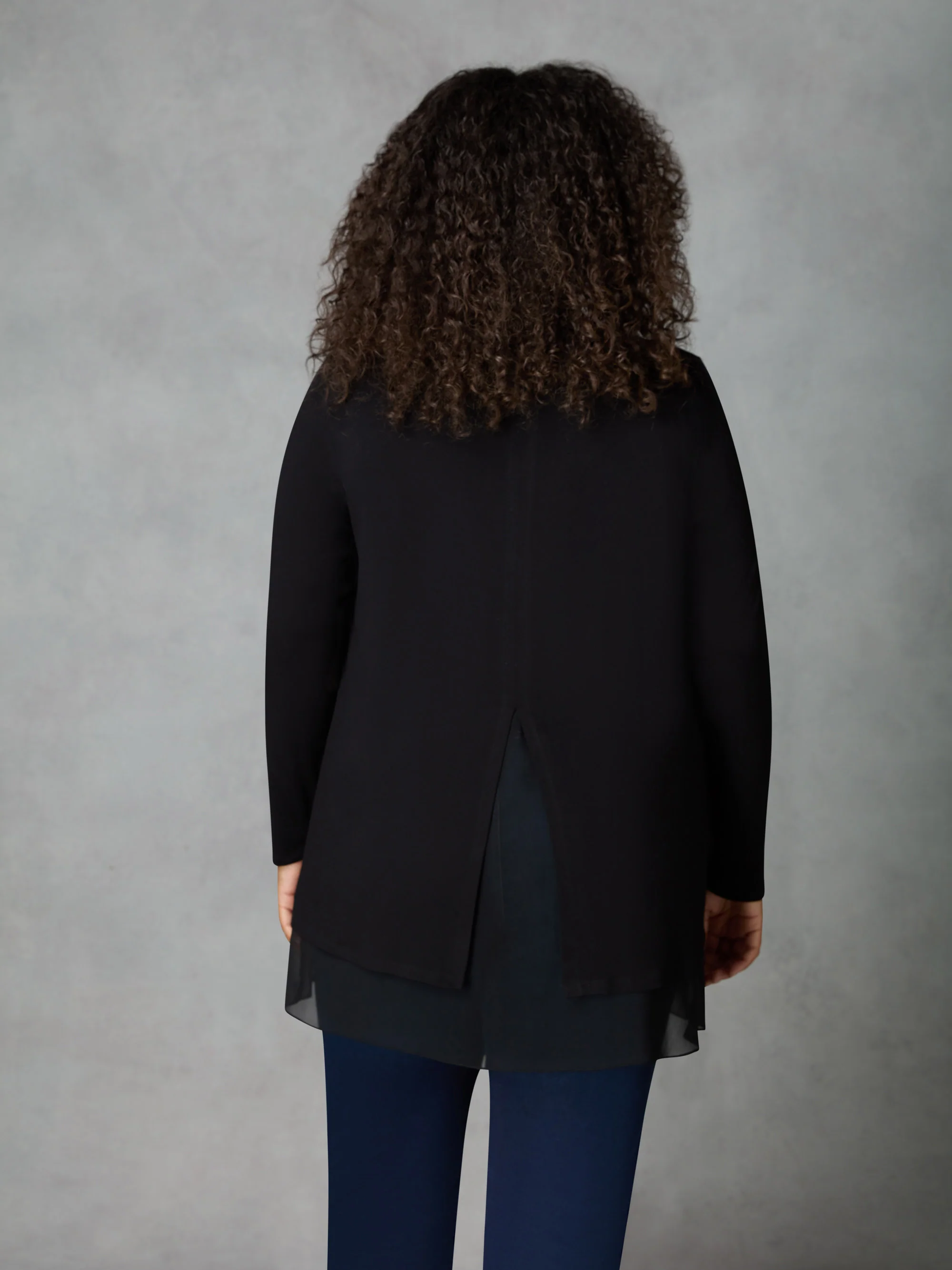 Black Chiffon Split Back Overlay Tunic - Image 3