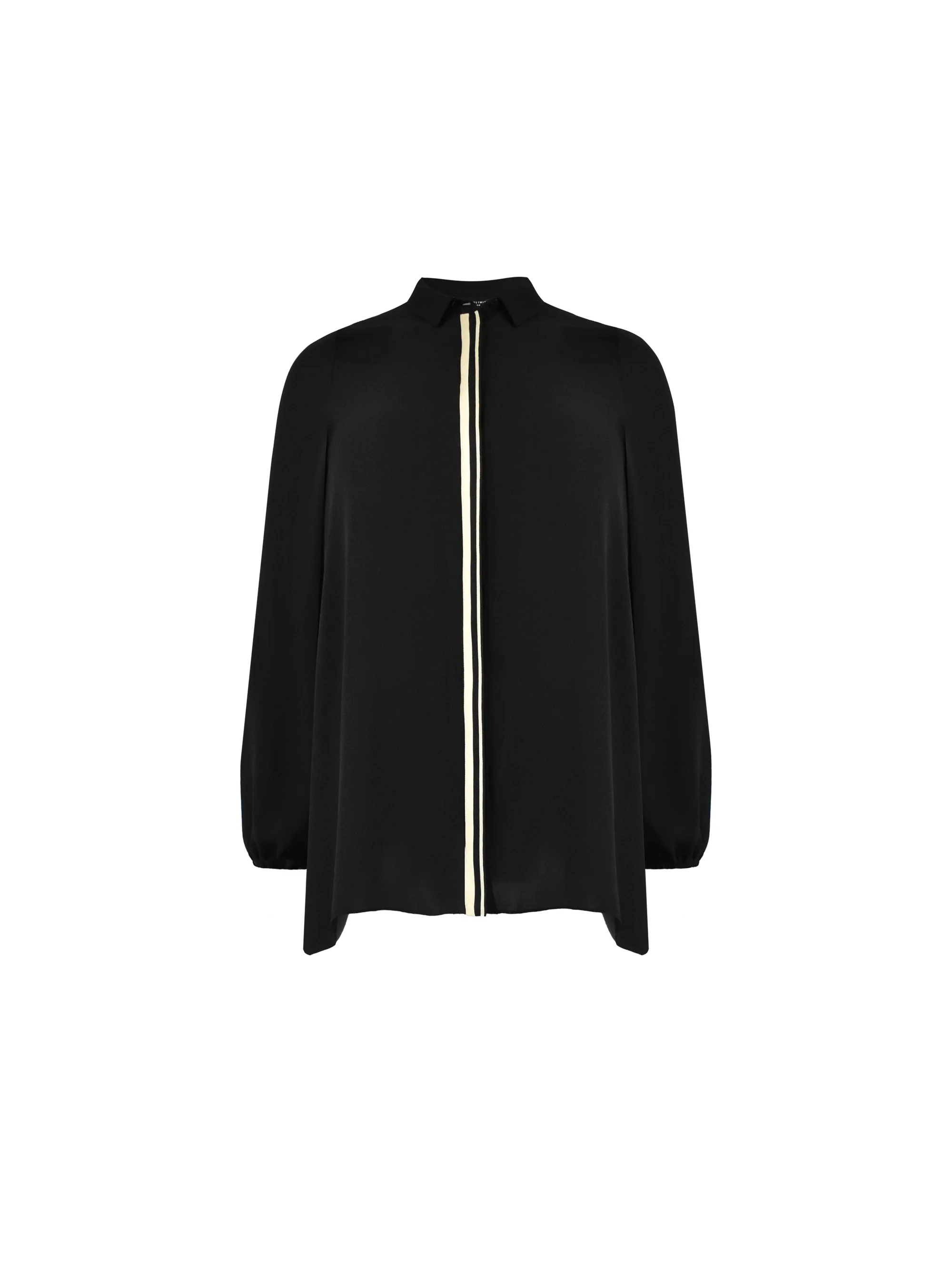 Black Chiffon Trim Front Longline Shirt - Image 5