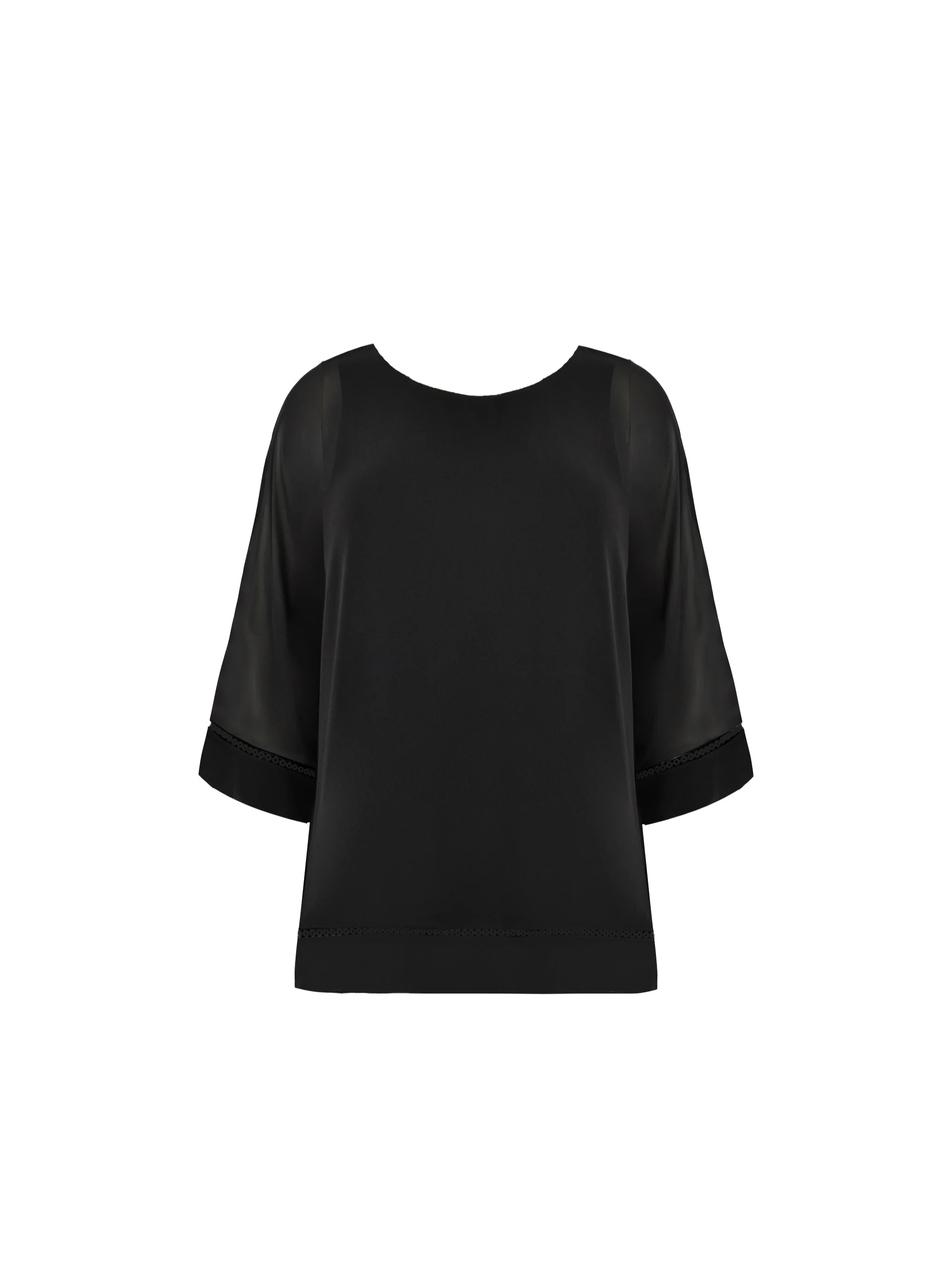 Black Chiffon Trim Insert Overlay Top - Image 4