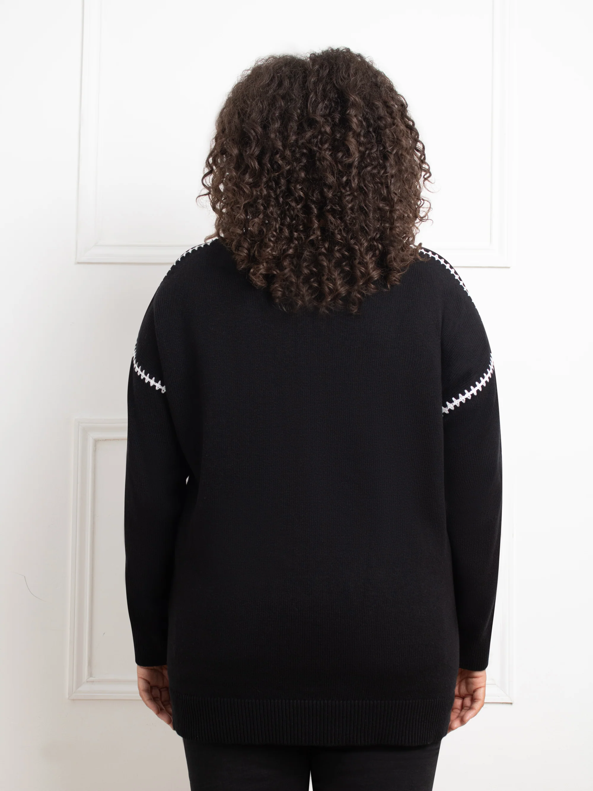 Black Contrast Stitch Jumper - Image 6