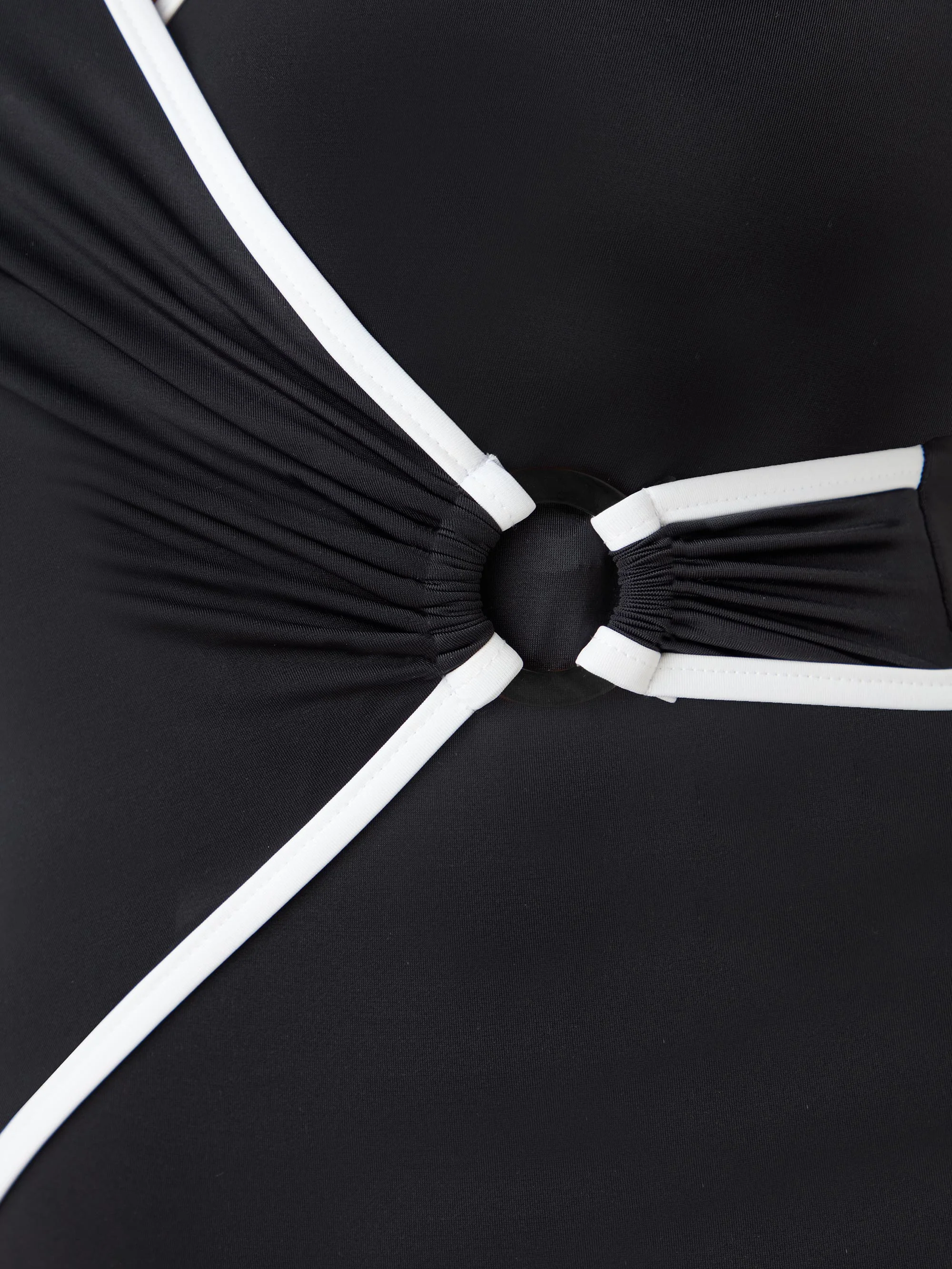 Black Contrast Wrap Front Swimsuit - Image 4