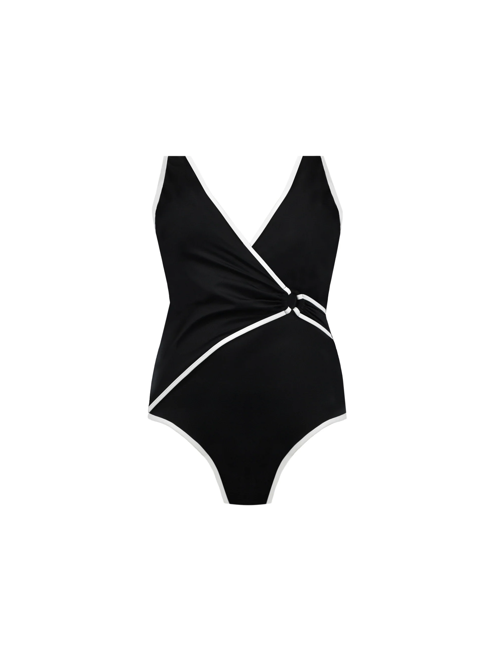 Black Contrast Wrap Front Swimsuit - Image 6