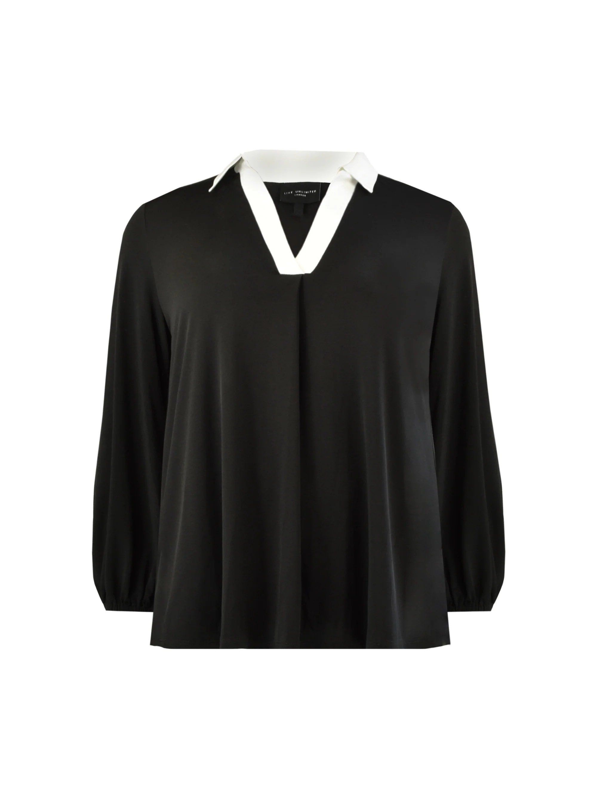 Black Cotton Collar Jersey Shirt - Image 5