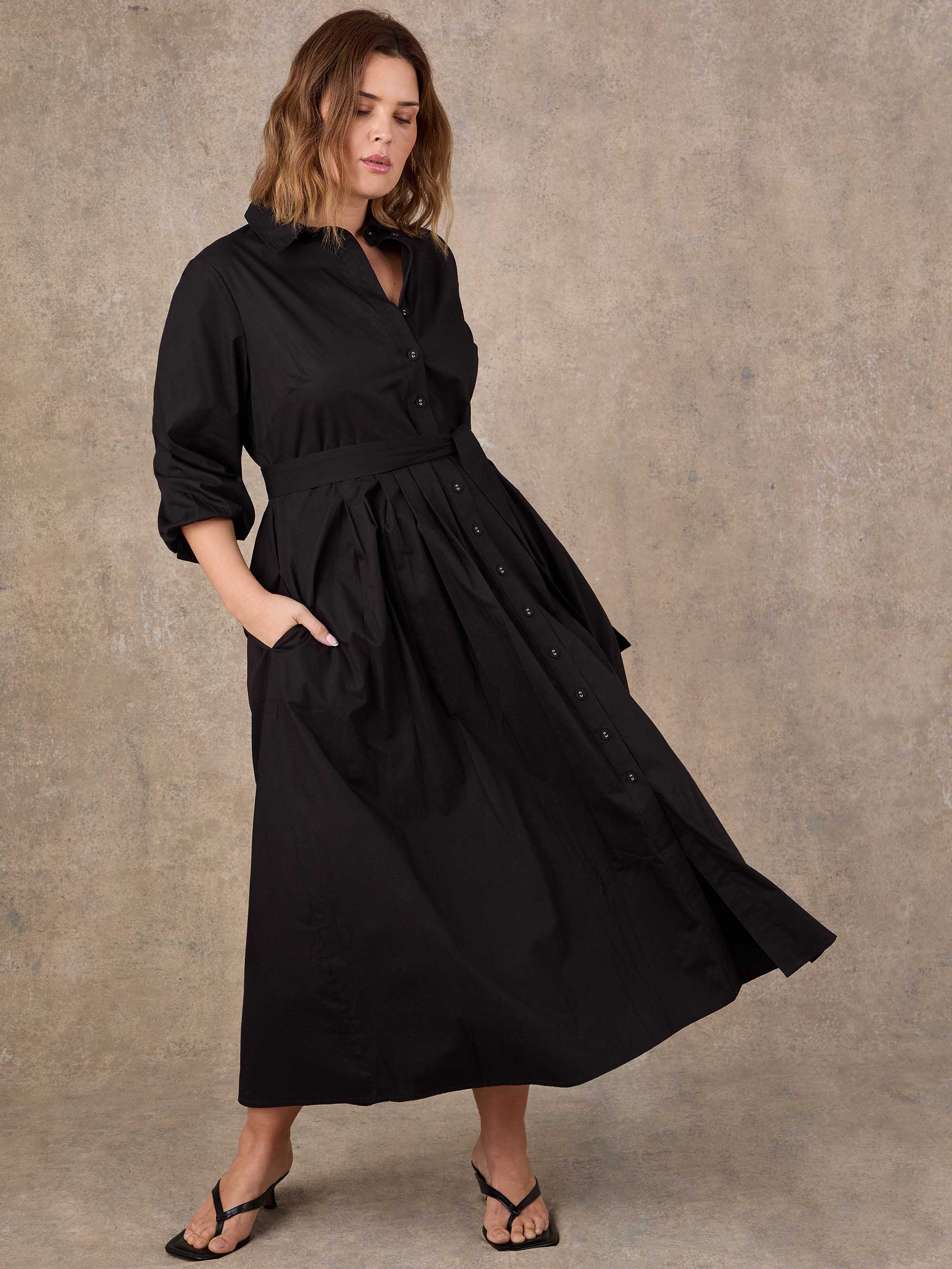 Black Cotton Poplin Shirt Maxi Dress - Image 3