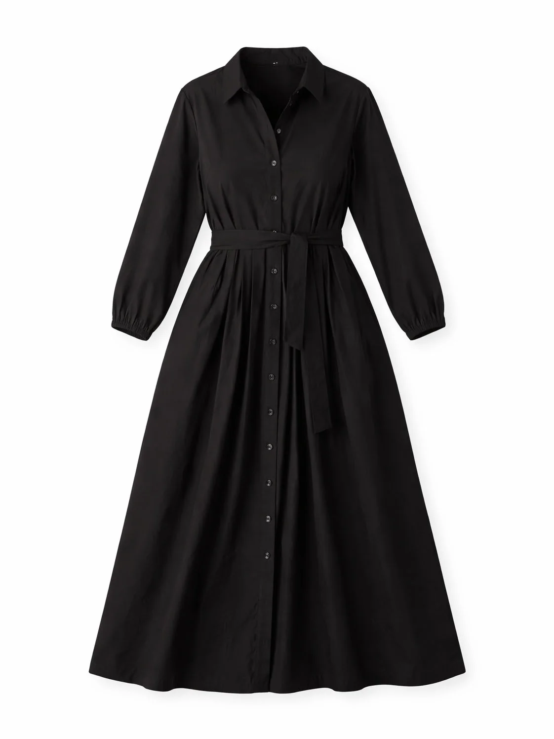 Black Cotton Poplin Shirt Maxi Dress - Image 6