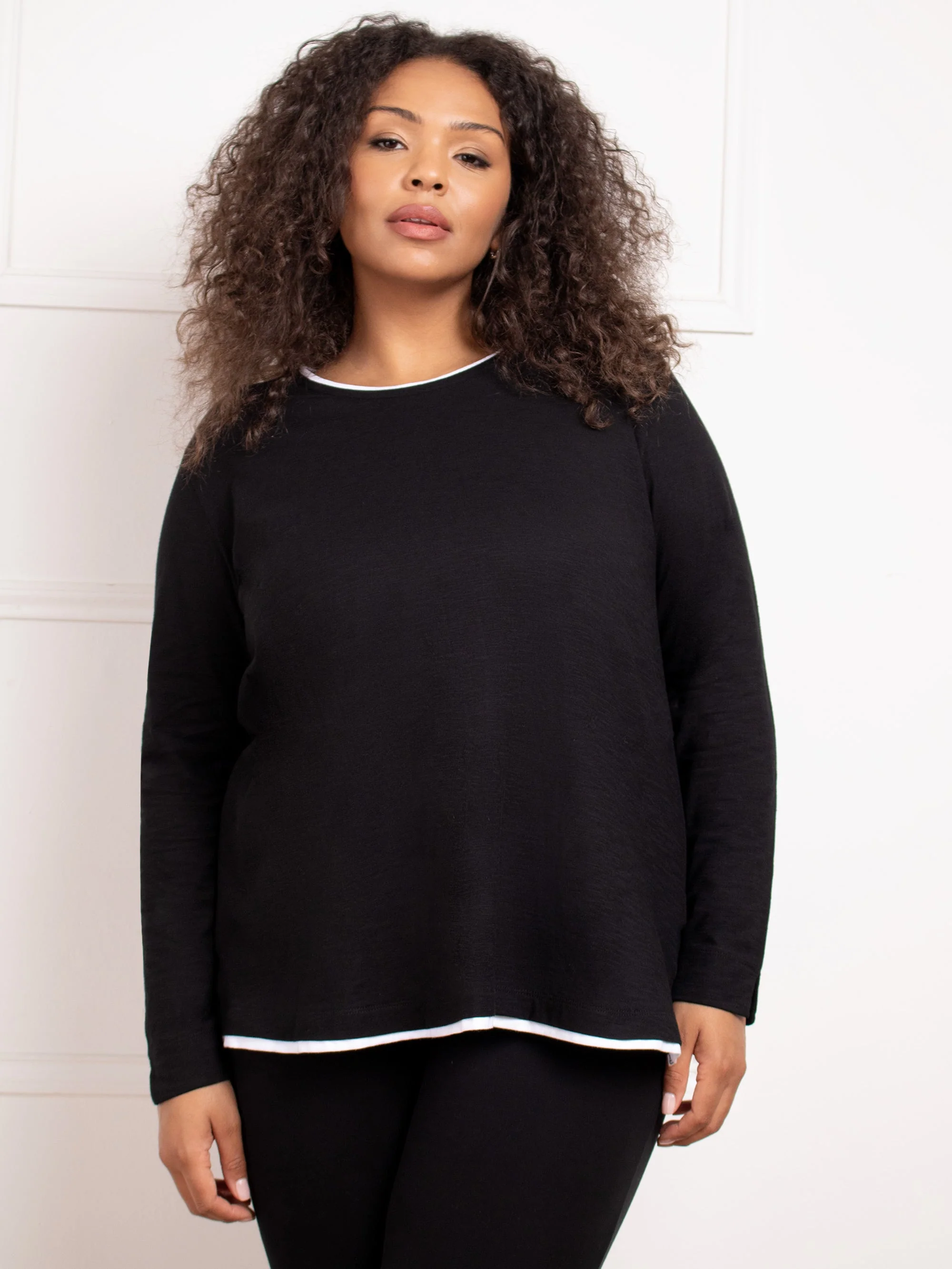 Black Cotton Slub Contrast T-Shirt - Image 4