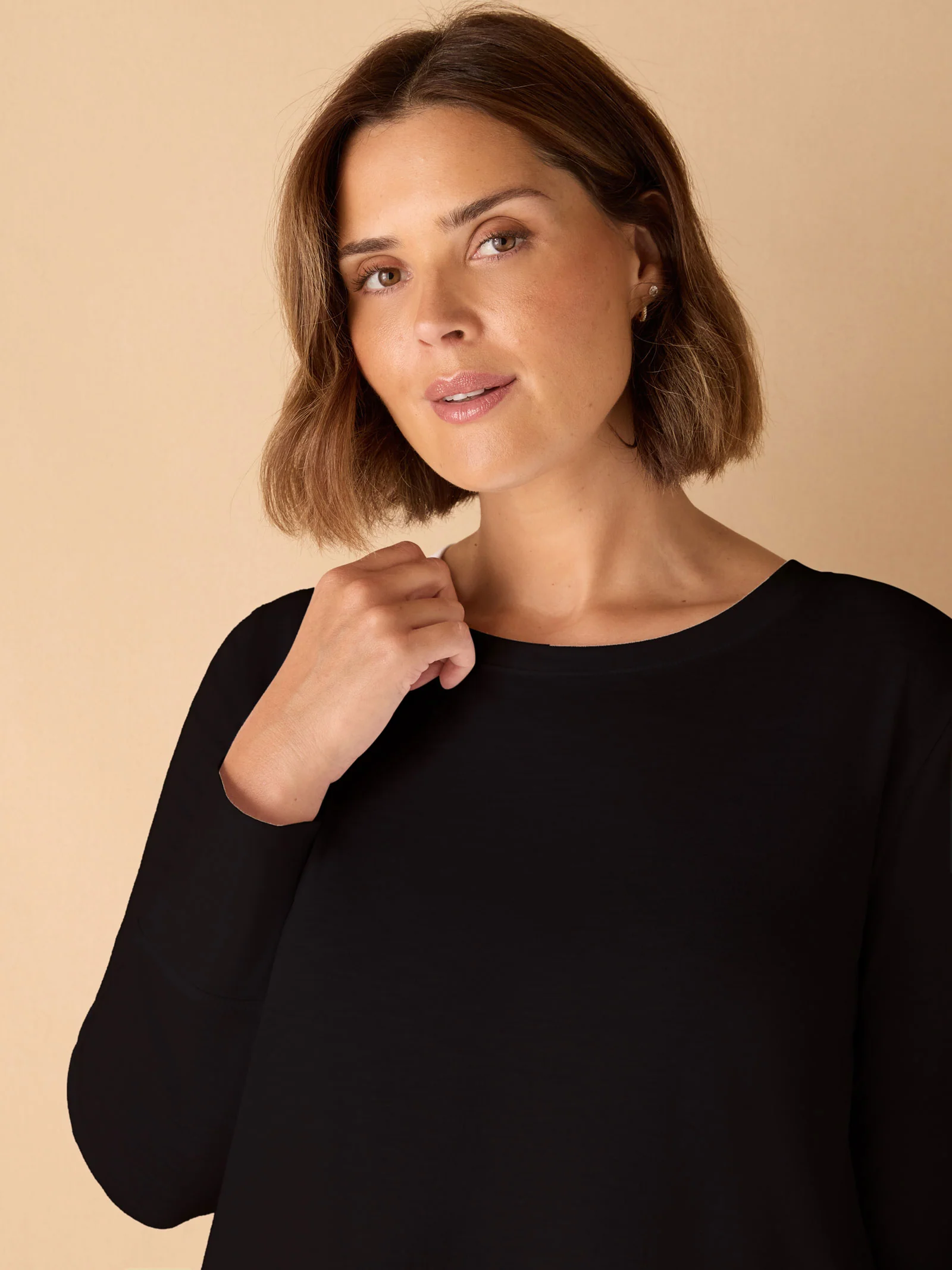 Black Cotton Slub Crew Neck Long Sleeve T-Shirt - Image 4